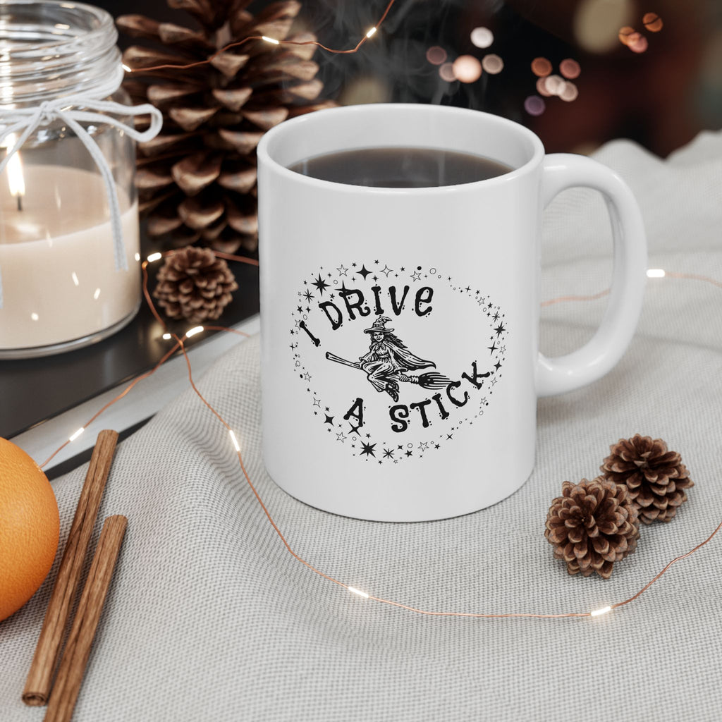 Magical Coffee Mug - I Drive a Stick Witch Coffee Mug, Inspirational Drinkware, Gift for Friends, Unique Kitchen Decor