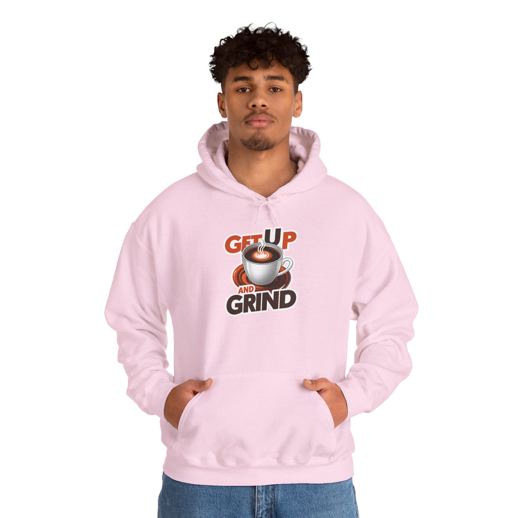 Get Up and Grind Motivational Coffee -Themed Hoodie | Motivational Gift for Coffee Lovers, Unisex Casual Wear, Perfect for Gym, School, Office
