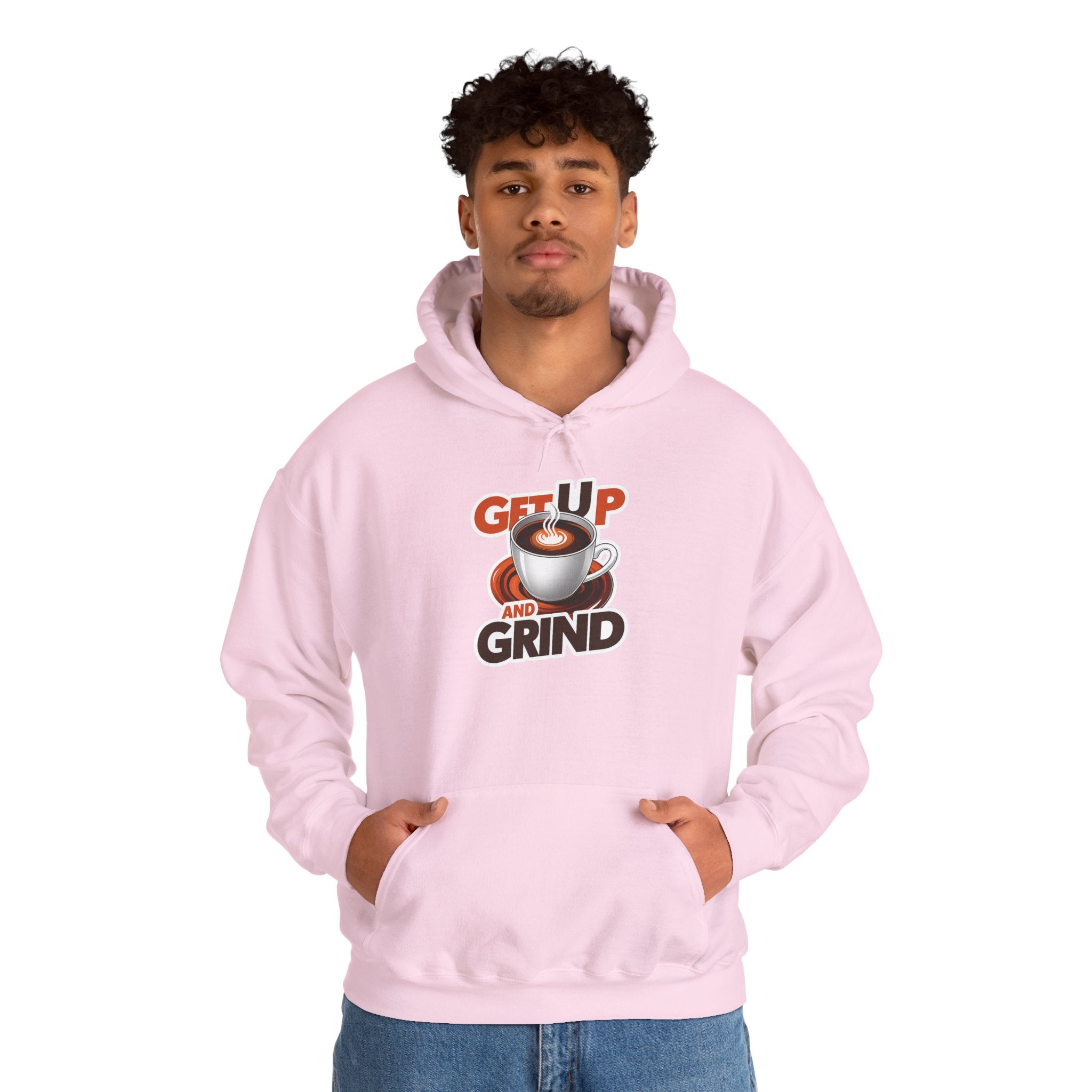 Get Up and Grind Motivational Coffee -Themed Hoodie | Motivational Gift for Coffee Lovers, Unisex Casual Wear, Perfect for Gym, School, Office