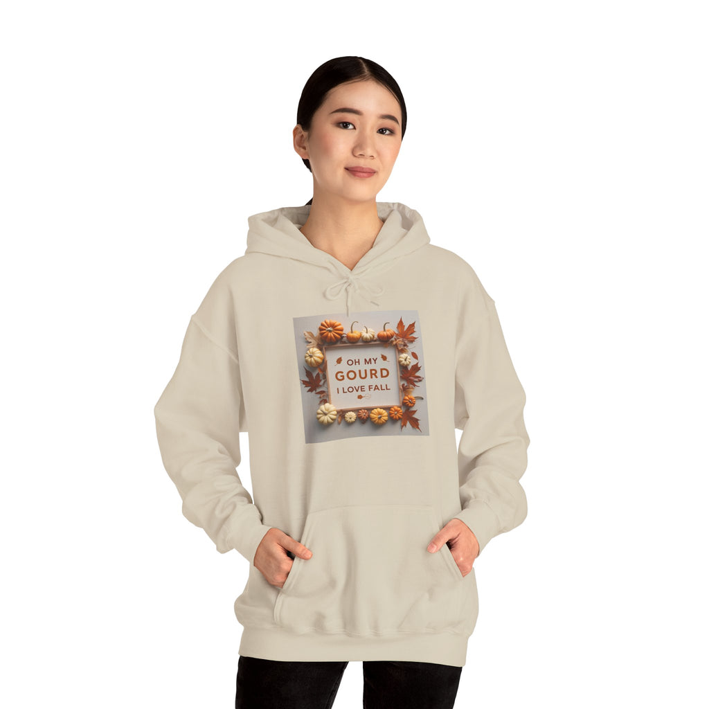 Oh my Gourd, Autumn Vibes Hooded Sweatshirt - Fall Gourd Love Sweatshirt, Cozy Pumpkin Hoodie, Thanksgiving Gift, Seasonal Fashion