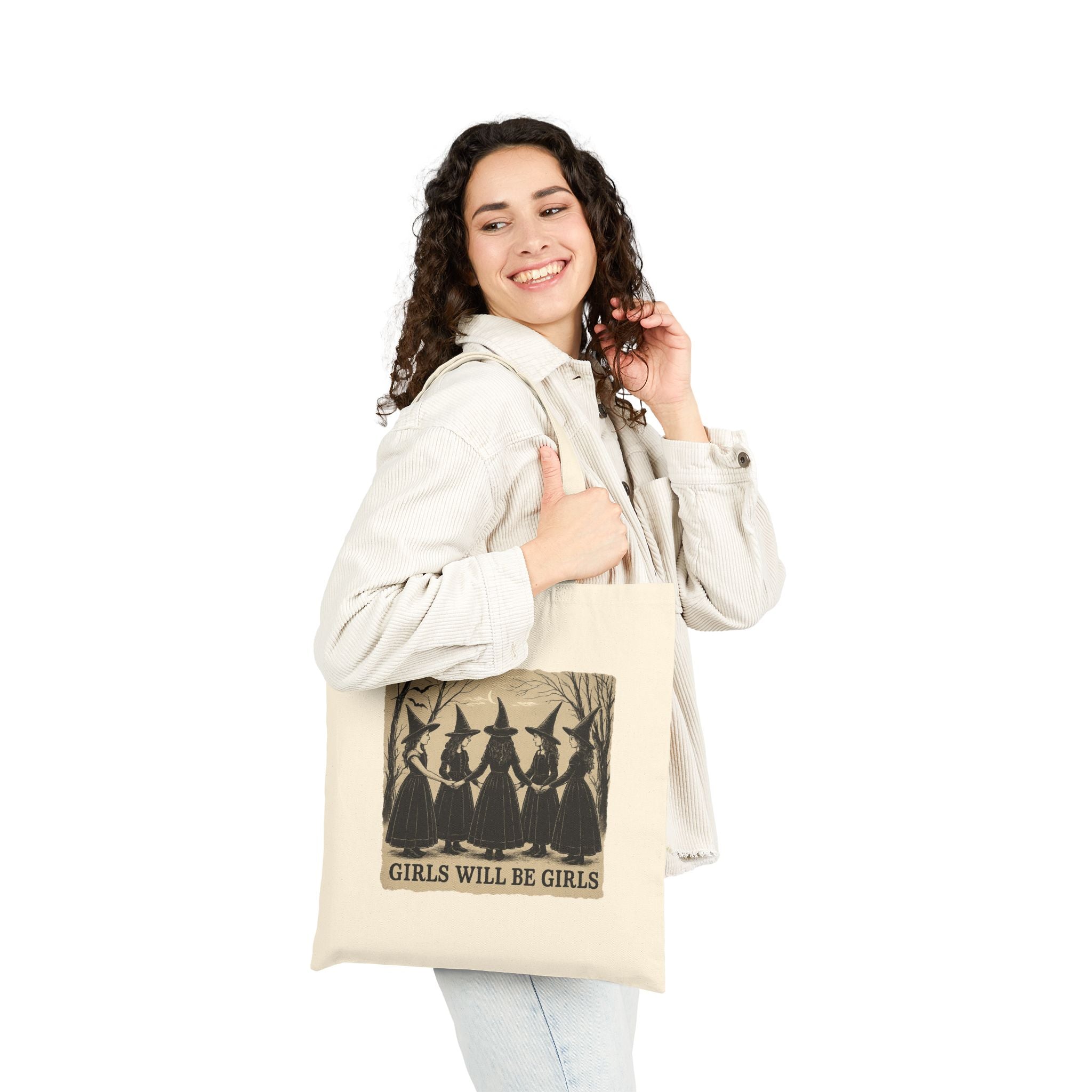 Witchy Girls Tote Bag | Halloween Shopping Bag, Eco-Friendly Tote, Gift for Witches, Witchcraft Accessory, Canvas Bag, Girls Night Out