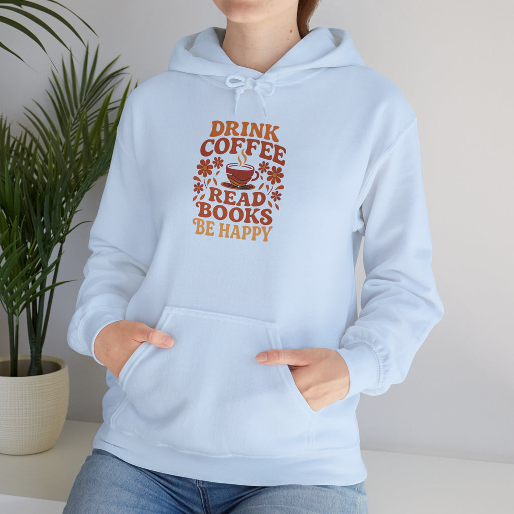 Cozy Coffee & Book Lover Hoodie - Perfect for Bookworms, Reading Gifts, Relaxed Vibes, Fall Wear, Gift for Friends