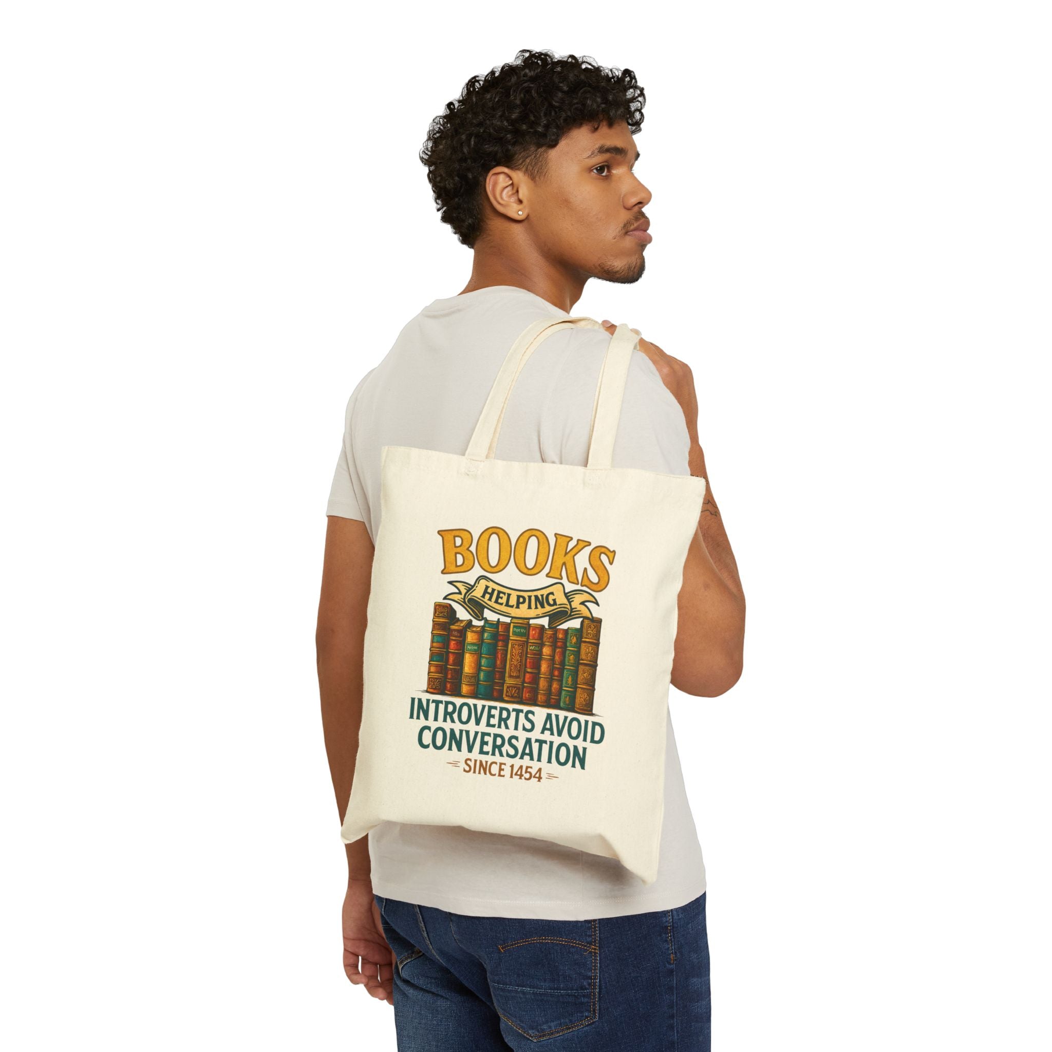 Books Helping Introverts Avoid Conversation Tote Bag, Eco-Friendly Tote, Gift for Book Lovers, Introvert Humor, Library Bag, Literary Gift