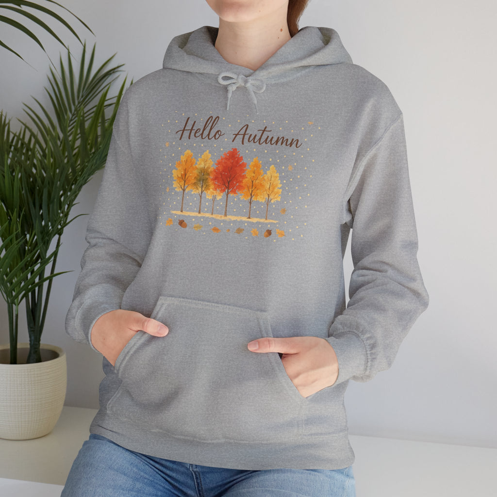 Autumn Vibes Hooded Sweatshirt, Cozy Fall Hoodie, Hello Autumn Sweatshirt, Unisex Fall Apparel, Seasonal Fashion, Gift for Her