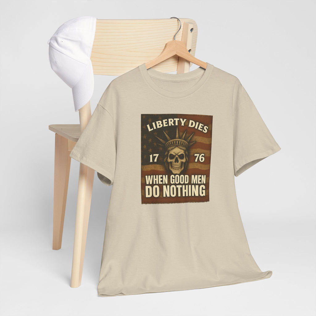 Liberty Dies Unisex Heavy Cotton Tee, Patriotic T-Shirt, 4th of July Gift, Independence Day Apparel, Vintage Style Tee