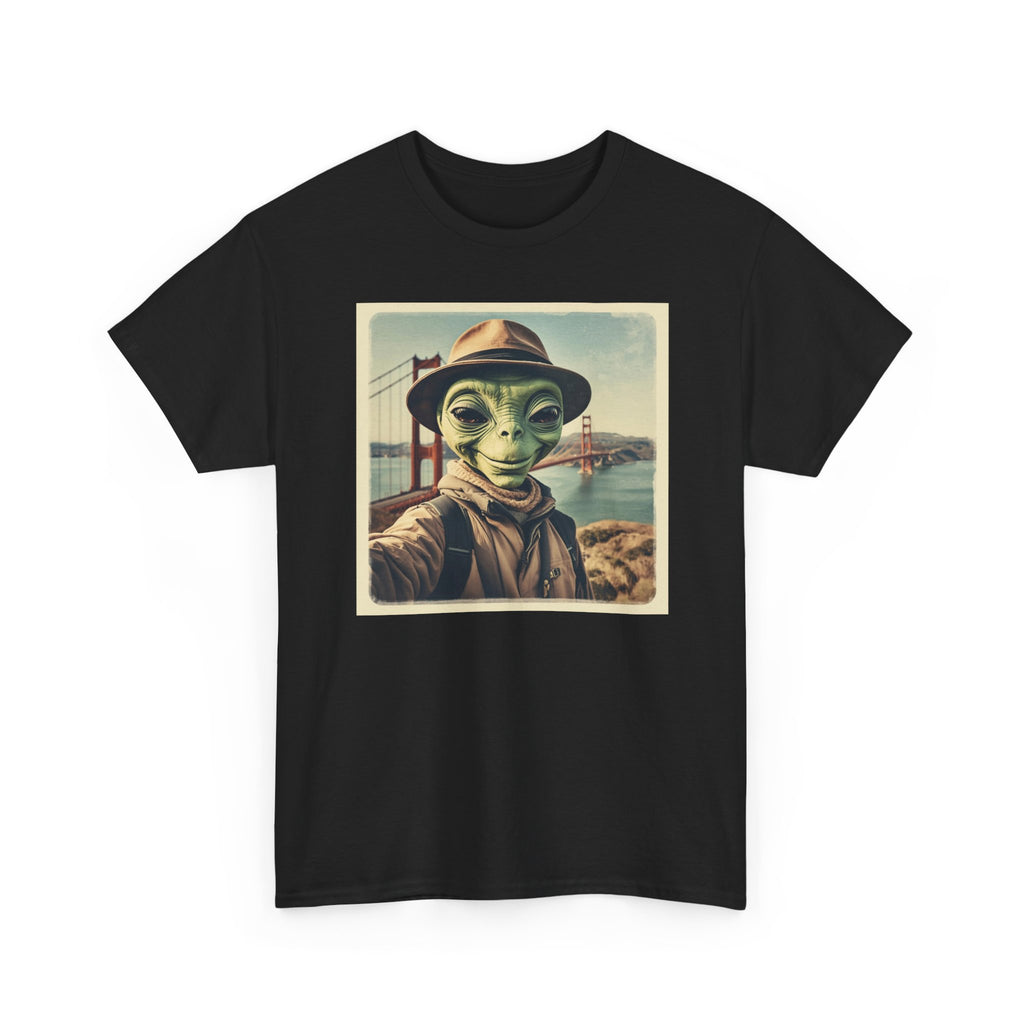 Alien Selfie Tee, Funny Graphic T-Shirt, Unique Art Shirt, Unisex Cotton Tee, Gift for Space Lovers, Quirky Style Wear