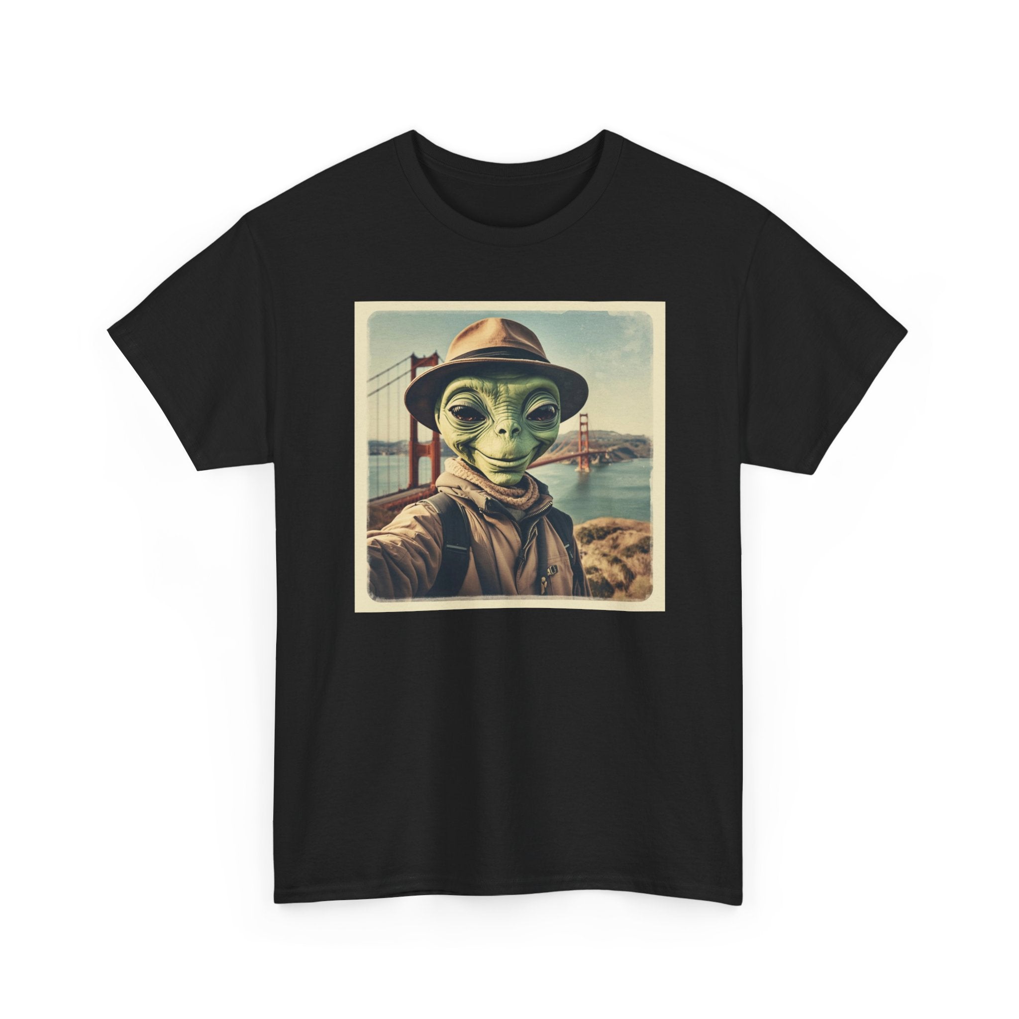 Alien Selfie Tee, Funny Graphic T-Shirt, Unique Art Shirt, Unisex Cotton Tee, Gift for Space Lovers, Quirky Style Wear
