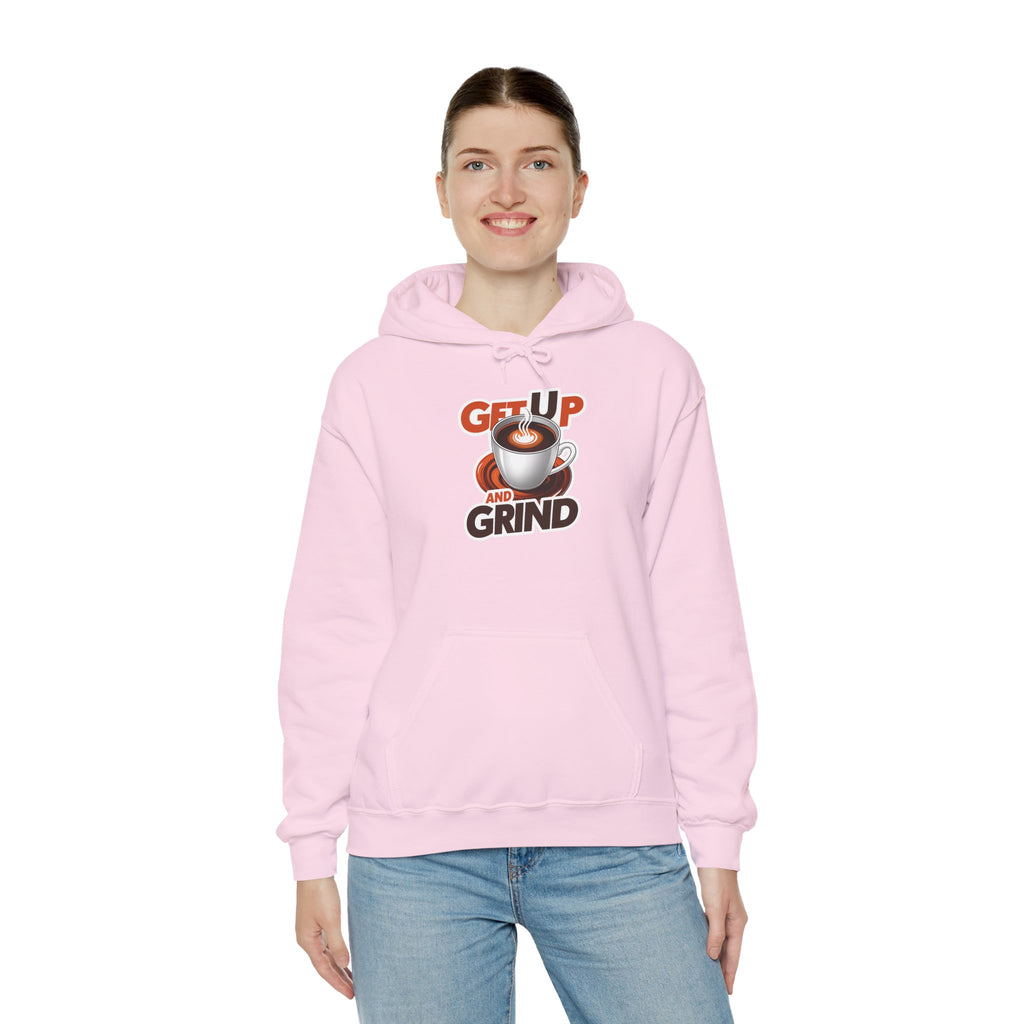 Get Up and Grind Motivational Coffee -Themed Hoodie | Motivational Gift for Coffee Lovers, Unisex Casual Wear, Perfect for Gym, School, Office