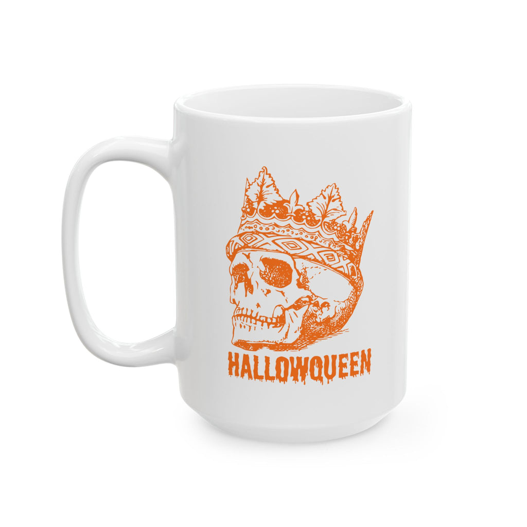 Halloween HALLOWQUEEN Skull Ceramic Mug - Perfect for Spooky Season, Fall Decor, Coffee Lovers, Gifting, Collectibles
