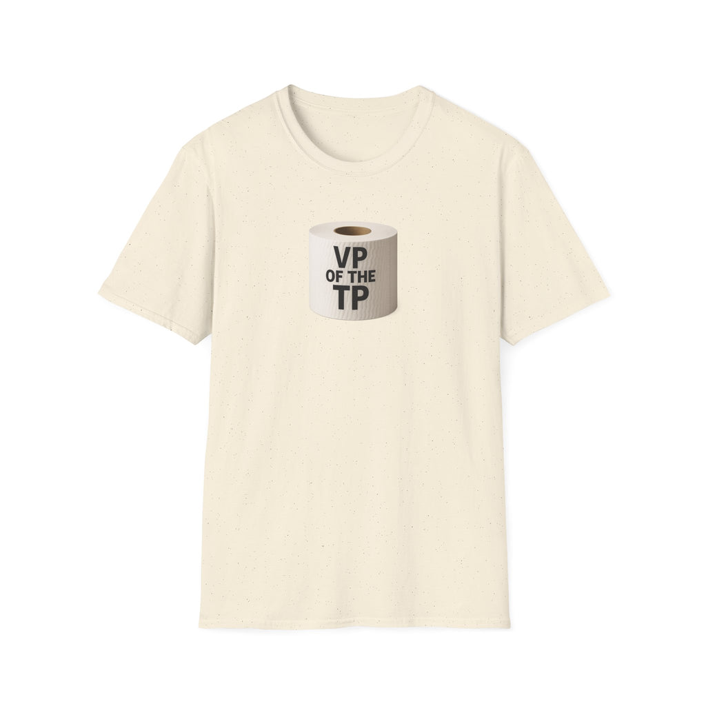 VP of the TP  - Unisex Softstyle T-Shirt, Humorous Gift, Toilet Paper Lover Shirt, Quirky Graphic Tee, Perfect for Parties