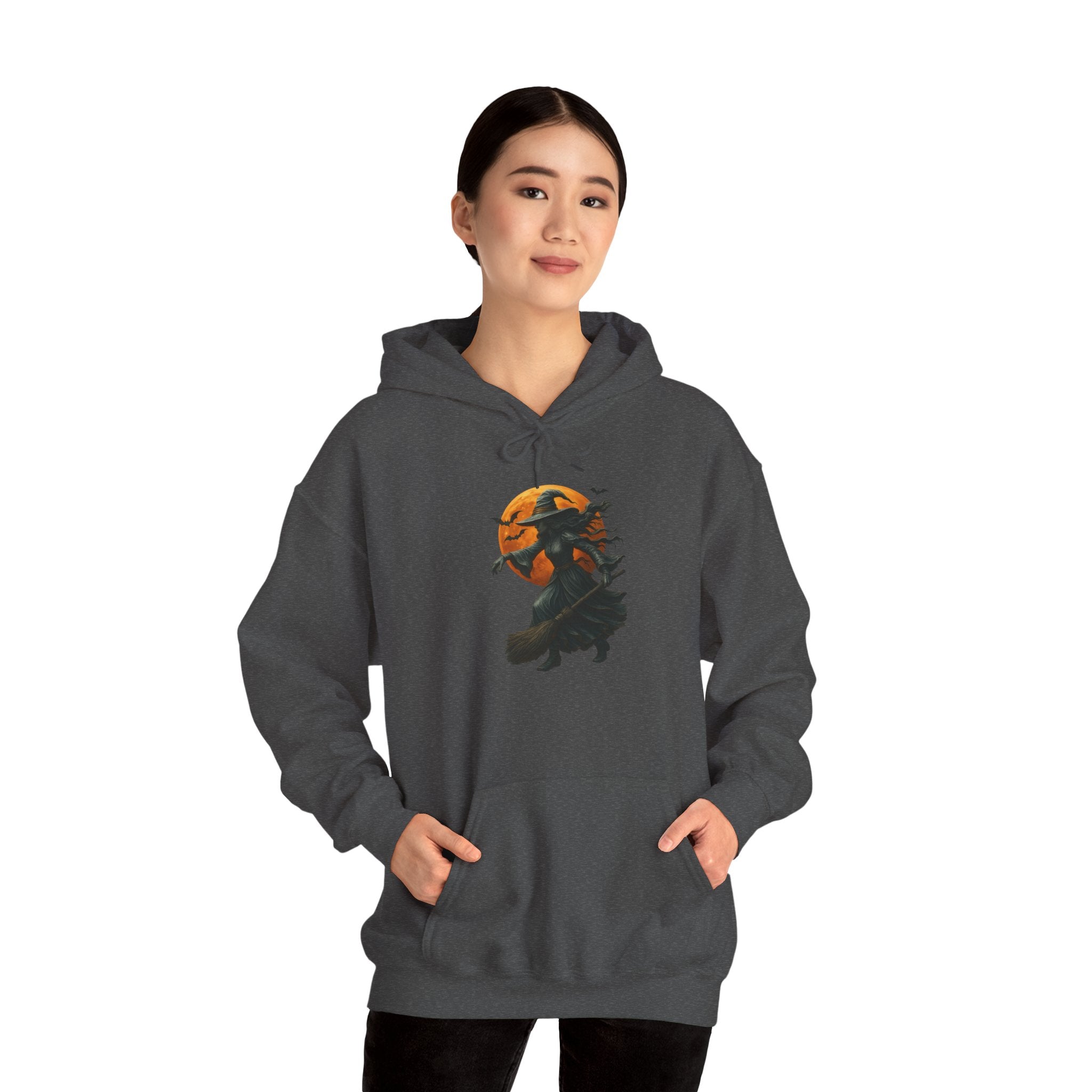 Halloween-Inspired Witch Hoodie, Cozy Fall Sweatshirt, Unisex Autumn Apparel, Spooky Season Gift, Perfect for October Celebrations
