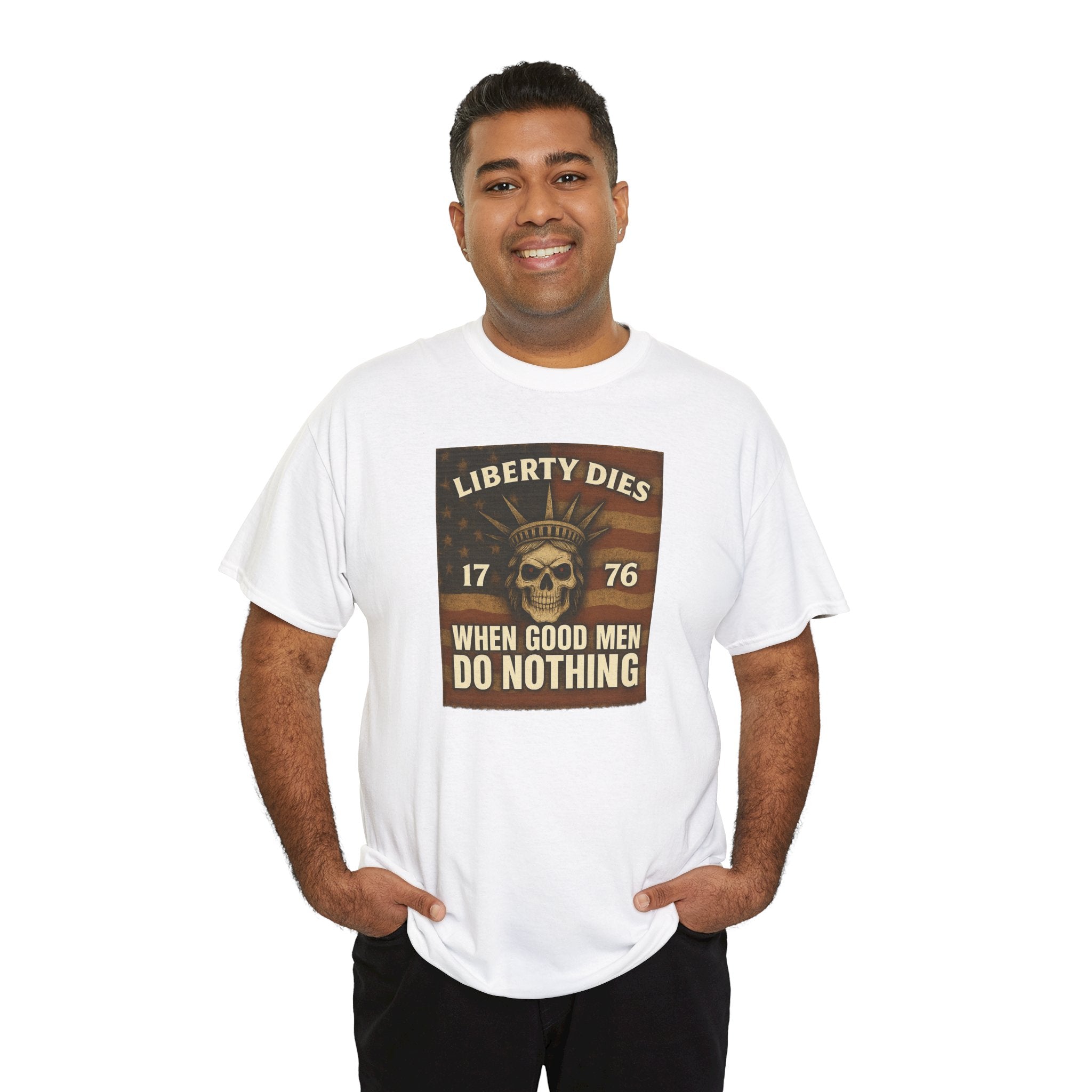 Liberty Dies Unisex Heavy Cotton Tee, Patriotic T-Shirt, 4th of July Gift, Independence Day Apparel, Vintage Style Tee
