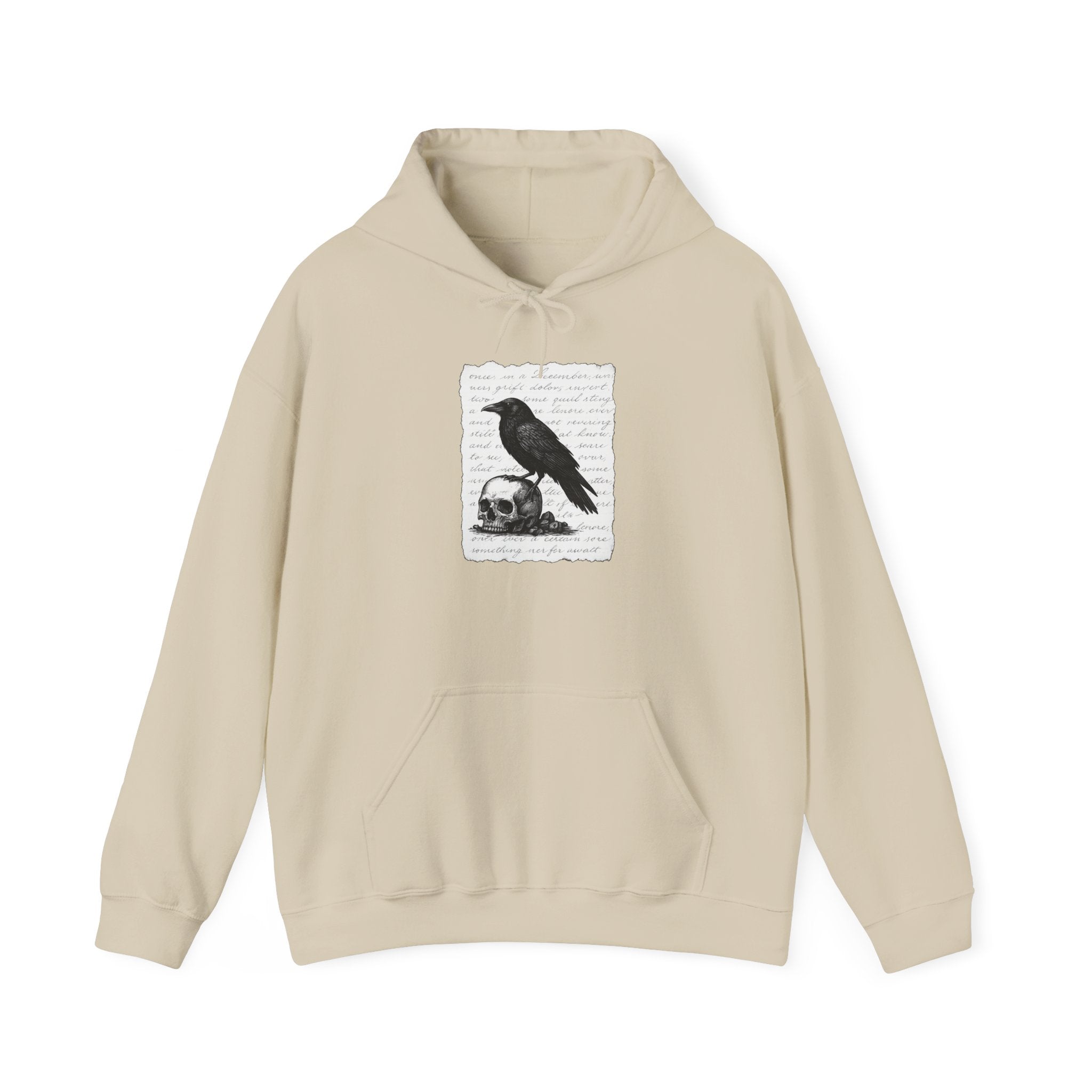 Gothic Raven Hoodie, Cozy Sweatshirt, Unisex Pullover, Halloween Apparel, Fall Fashion, Book Lovers, Theatre Lovers