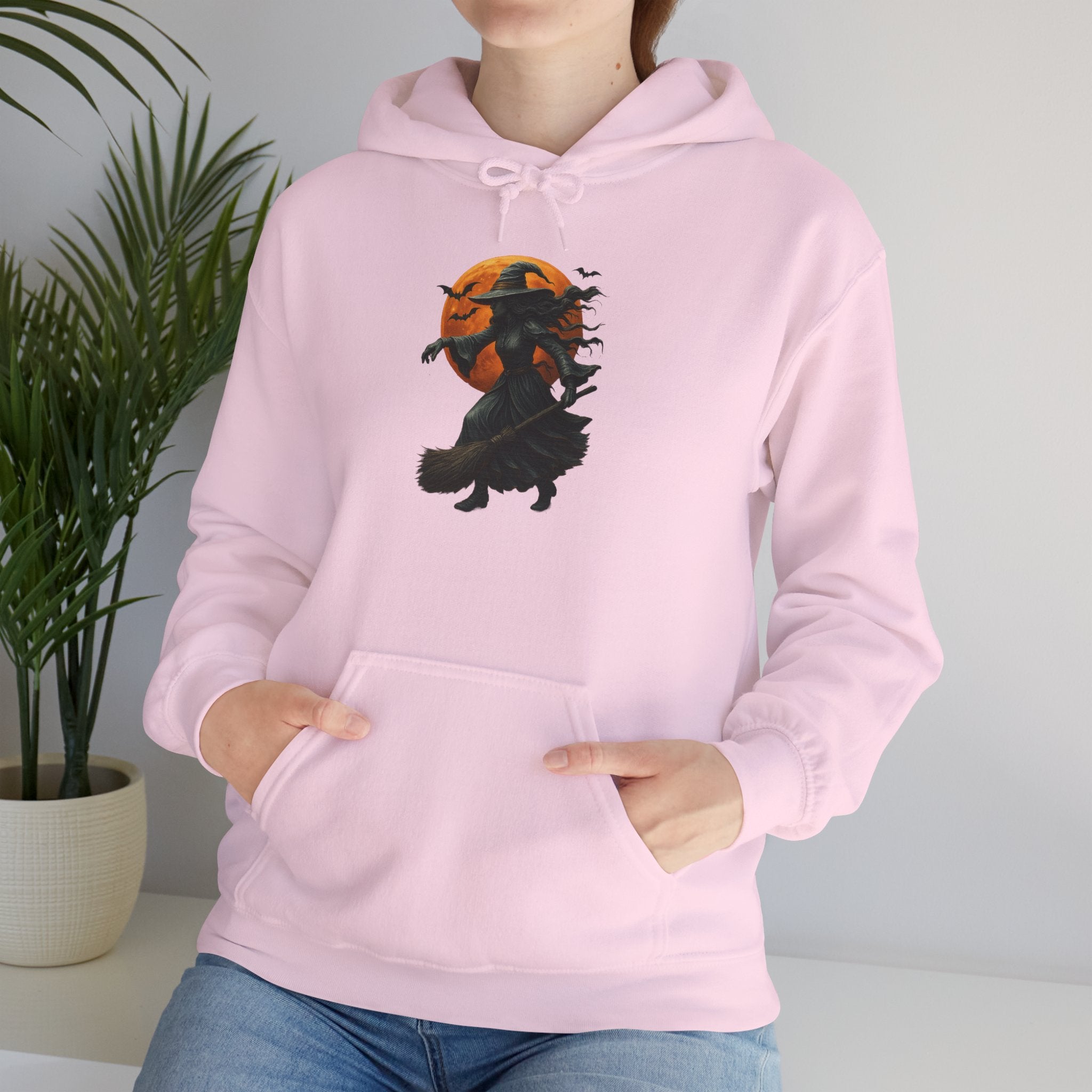 Halloween-Inspired Witch Hoodie, Cozy Fall Sweatshirt, Unisex Autumn Apparel, Spooky Season Gift, Perfect for October Celebrations