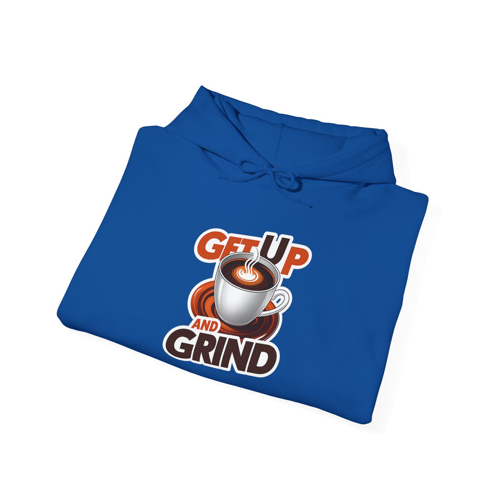 Get Up and Grind Motivational Coffee -Themed Hoodie | Motivational Gift for Coffee Lovers, Unisex Casual Wear, Perfect for Gym, School, Office