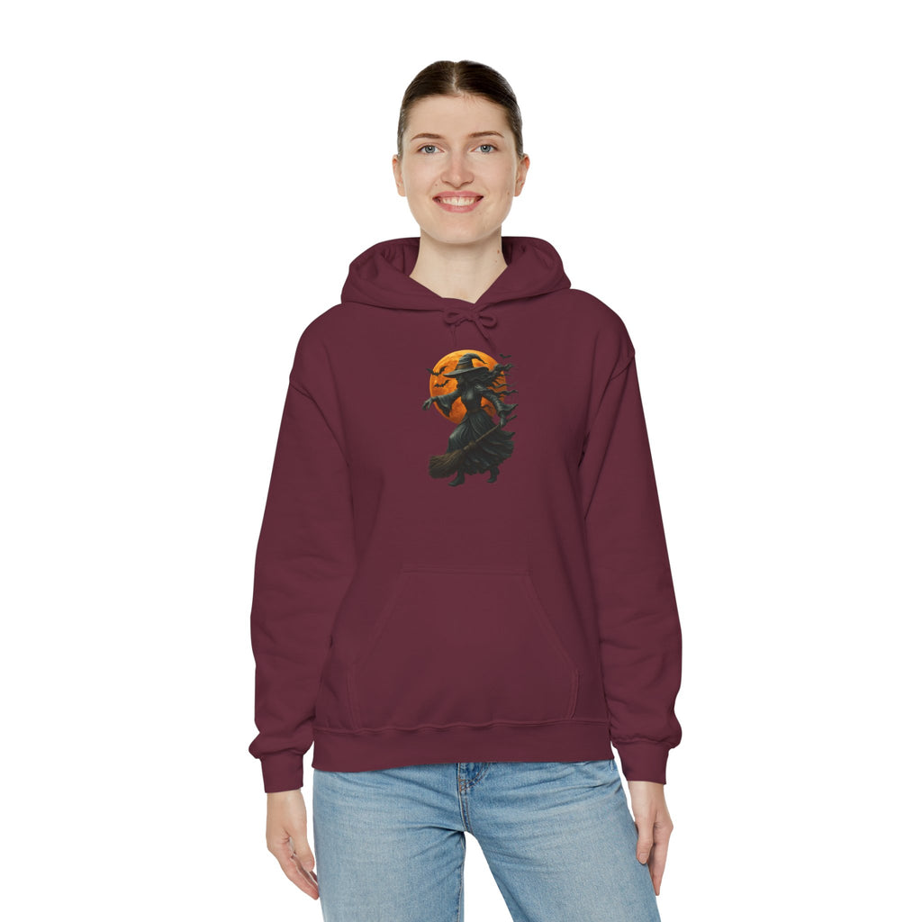 Halloween-Inspired Witch Hoodie, Cozy Fall Sweatshirt, Unisex Autumn Apparel, Spooky Season Gift, Perfect for October Celebrations
