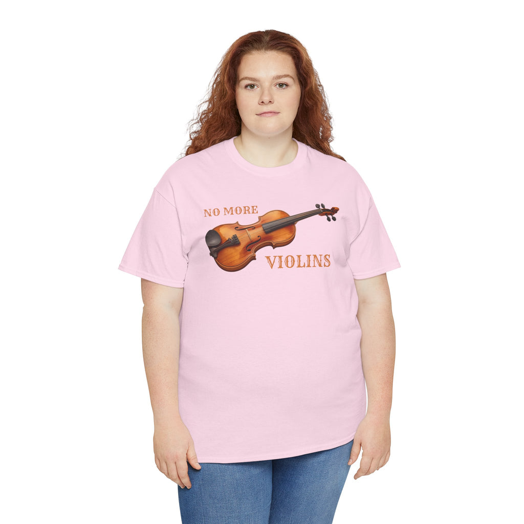 No More Violins Unisex Heavy Cotton Tee, Funny Music Lover T-Shirt, Gift for Musicians, Band Merchandise, Casual Wear, Birthday Gift