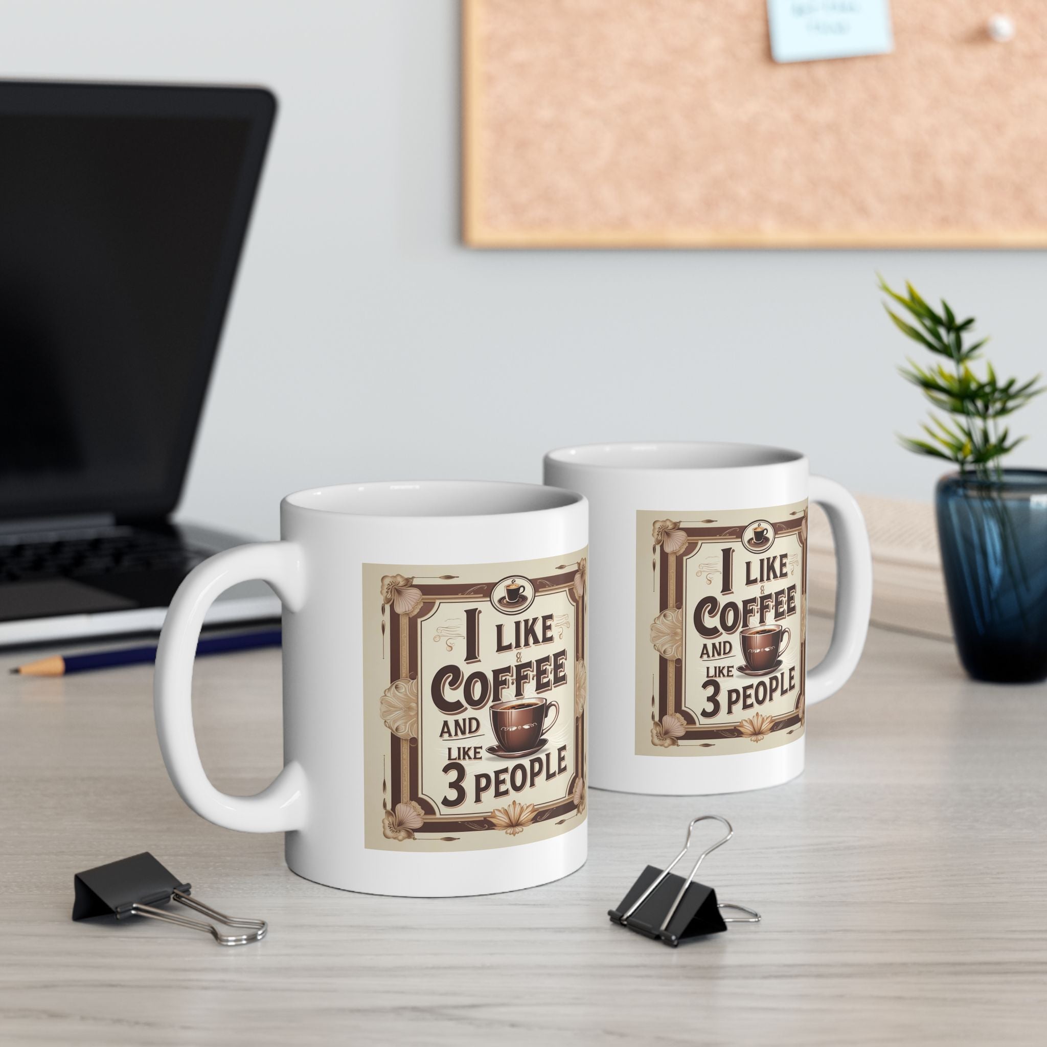 I like Coffee and 3 People - Vintage-Inspired Coffee Mug, Perfect for Coffee Lovers, Ideal Gift for Birthdays, Anniversaries, Home Decor, Rustic Kitchen