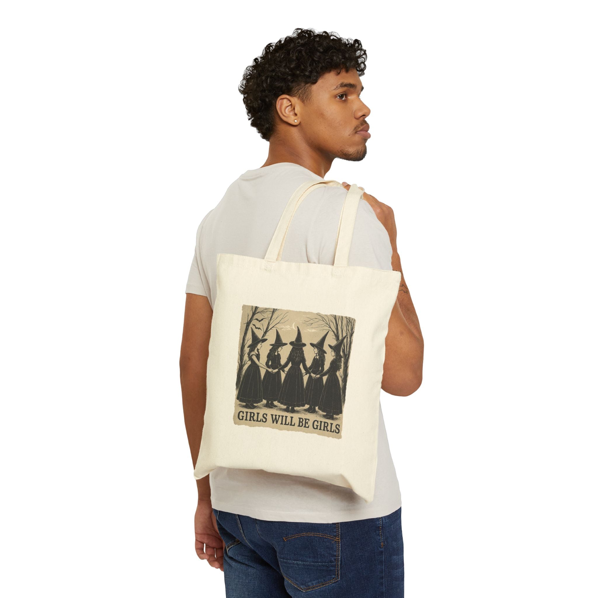Witchy Girls Tote Bag | Halloween Shopping Bag, Eco-Friendly Tote, Gift for Witches, Witchcraft Accessory, Canvas Bag, Girls Night Out