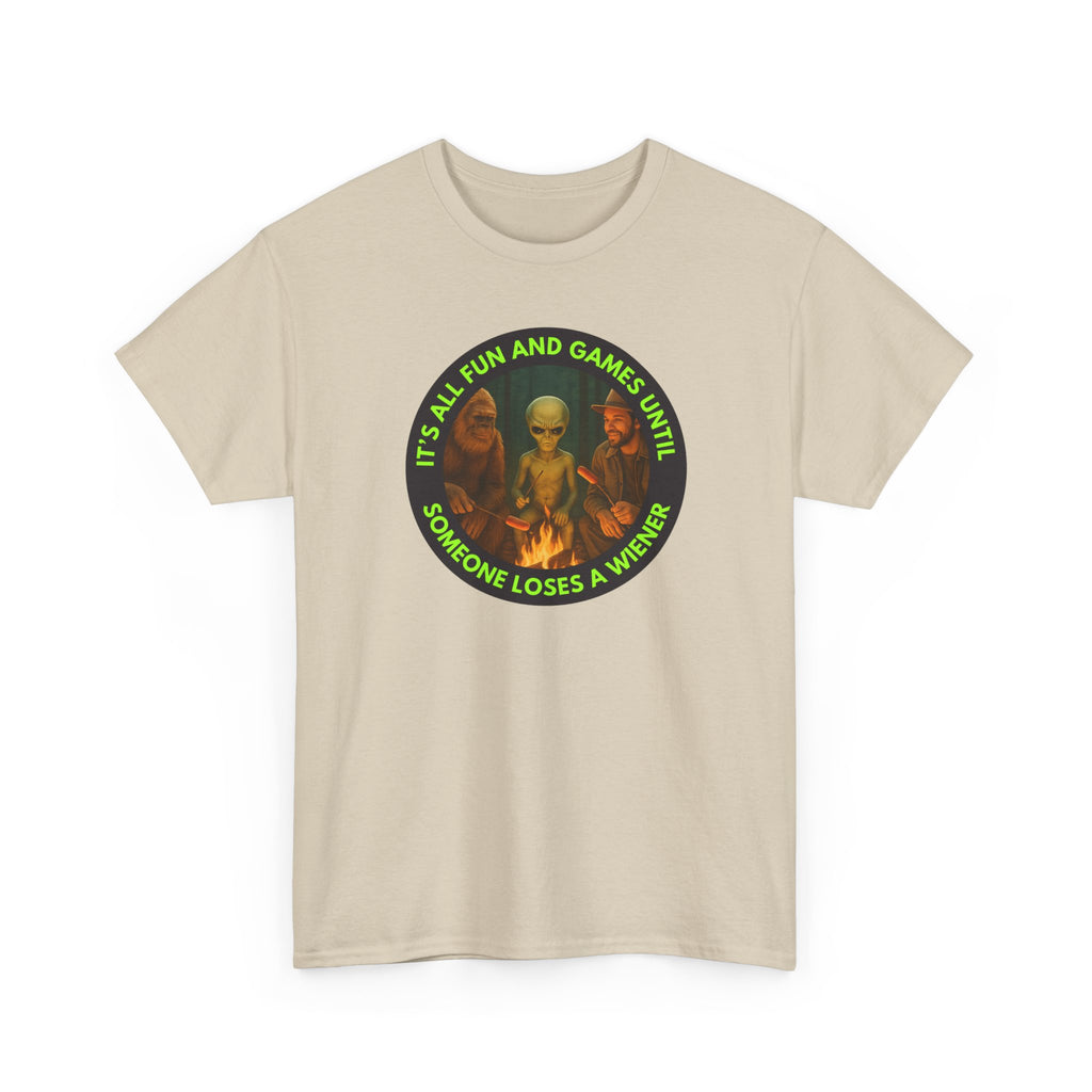 It's All Fun and Games Until... Funny Alien Camping T-shirt, Gift for Gamers, Casual Wear, Unique Statement