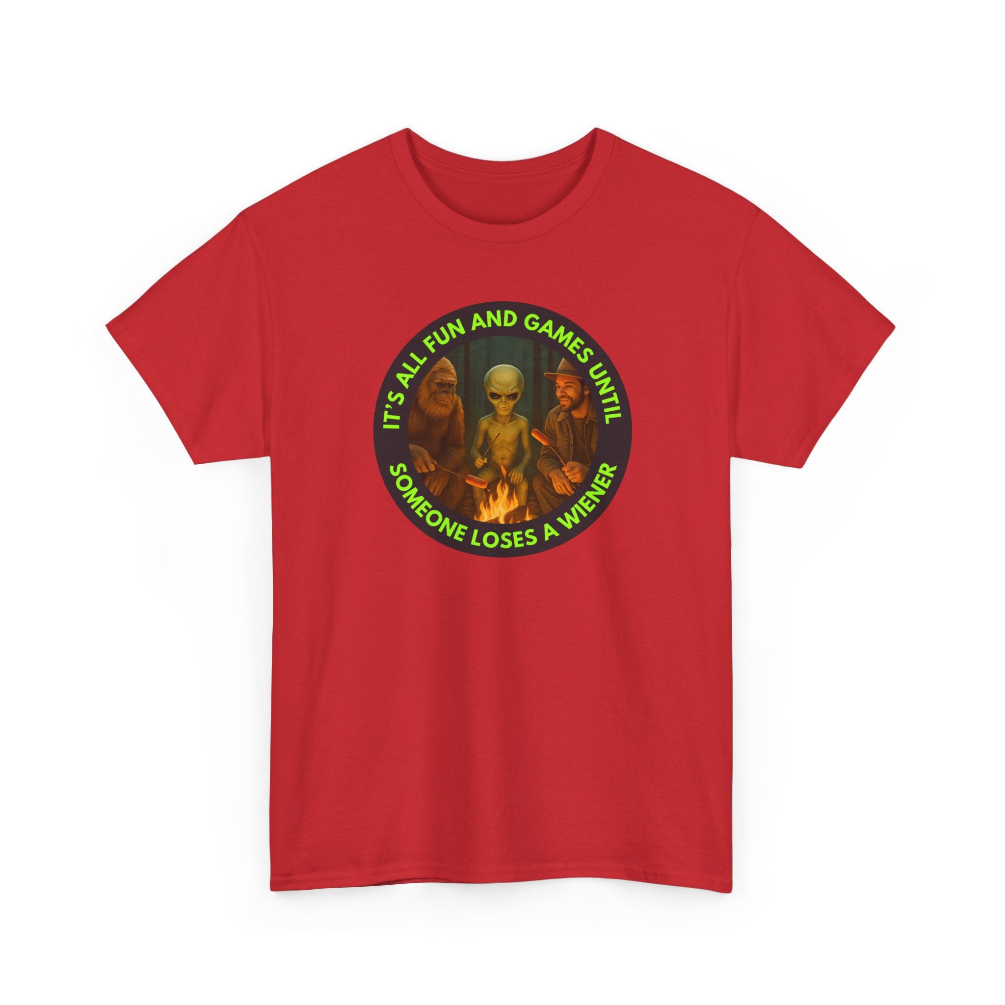 It's All Fun and Games Until... Funny Alien Camping T-shirt, Gift for Gamers, Casual Wear, Unique Statement