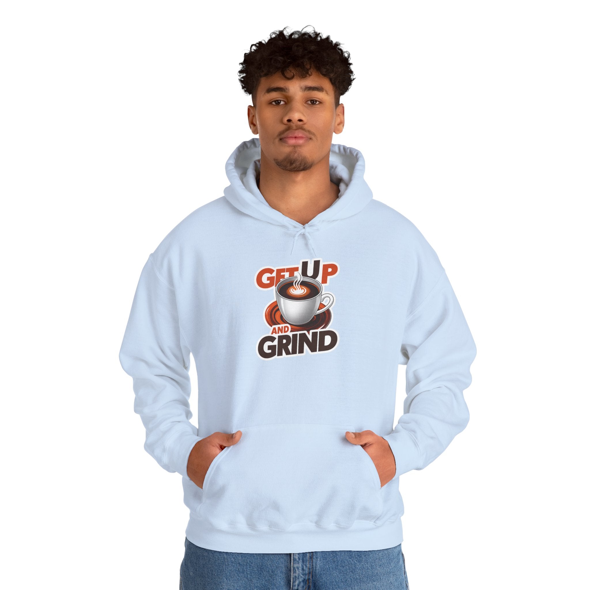 Get Up and Grind Motivational Coffee -Themed Hoodie | Motivational Gift for Coffee Lovers, Unisex Casual Wear, Perfect for Gym, School, Office