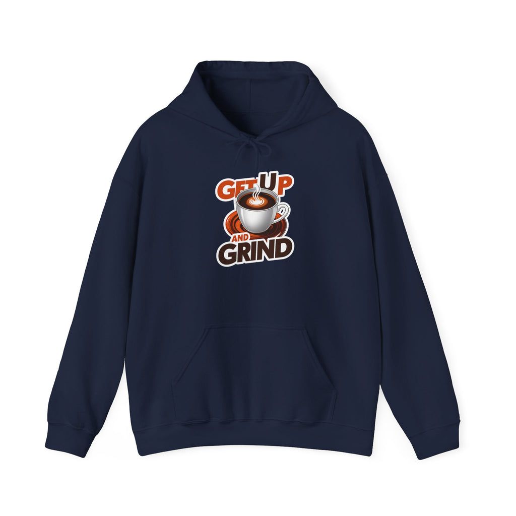 Get Up and Grind Motivational Coffee -Themed Hoodie | Motivational Gift for Coffee Lovers, Unisex Casual Wear, Perfect for Gym, School, Office