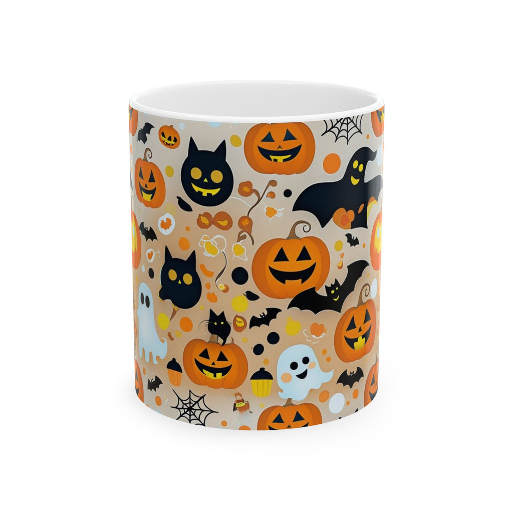 Spooky Halloween Ceramic Mug, Cute Pumpkin Ghosts Coffee Cup, Halloween Decor, Trick or Treat Mug, Fall Celebration Drinkware