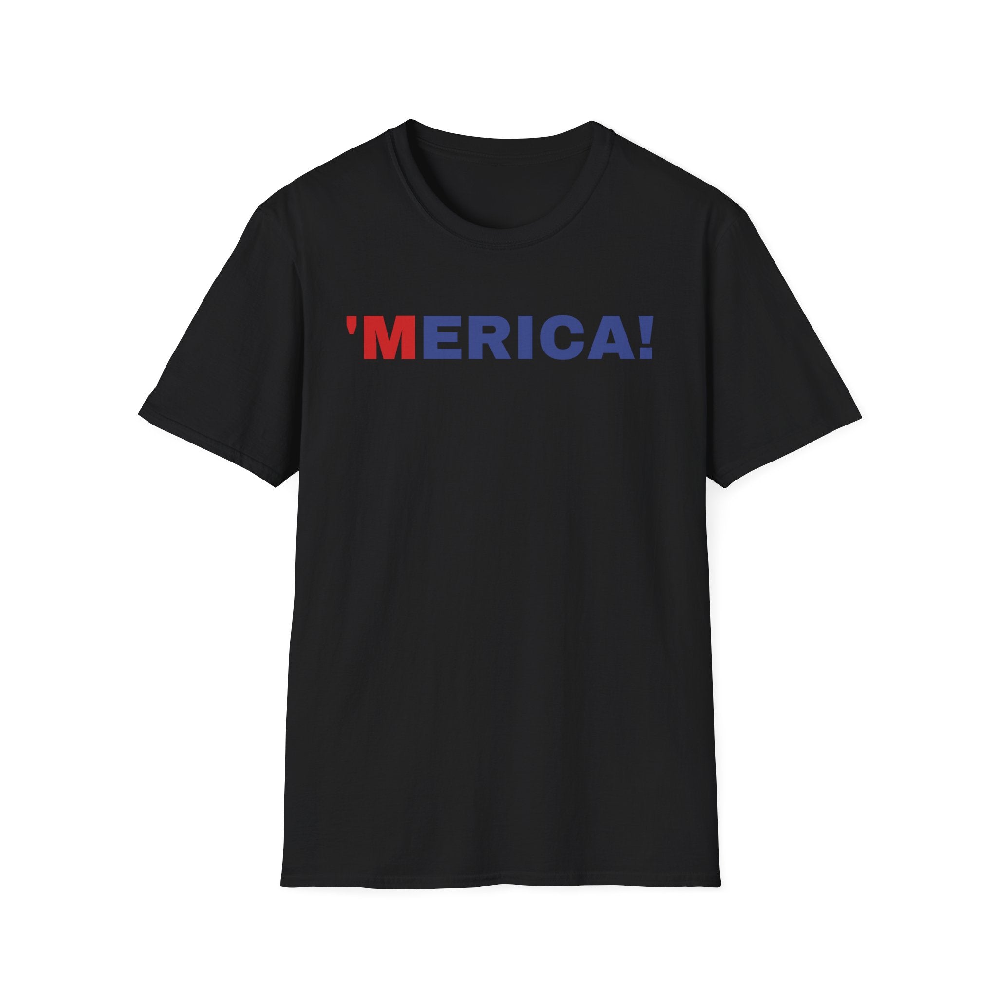 'Merica Unisex Softstyle T-Shirt | Patriotic Casual Wear, Fourth of July, Memorial Day, Independence Day, Gift for Veterans