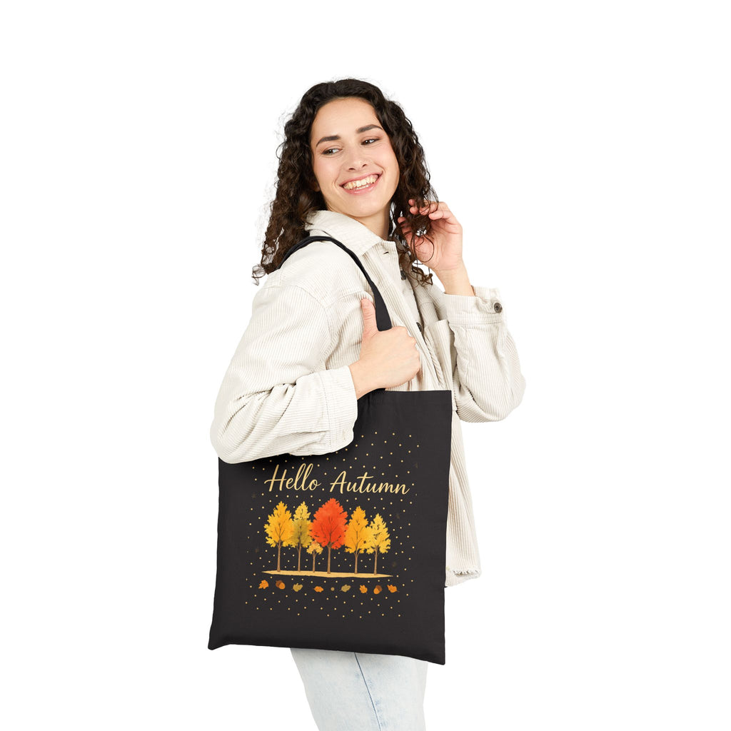 Hello Autumn Cotton Canvas Tote Bag, Fall Tote, Eco-Friendly Bag, Autumn Gift, Thanksgiving Shopping Bag