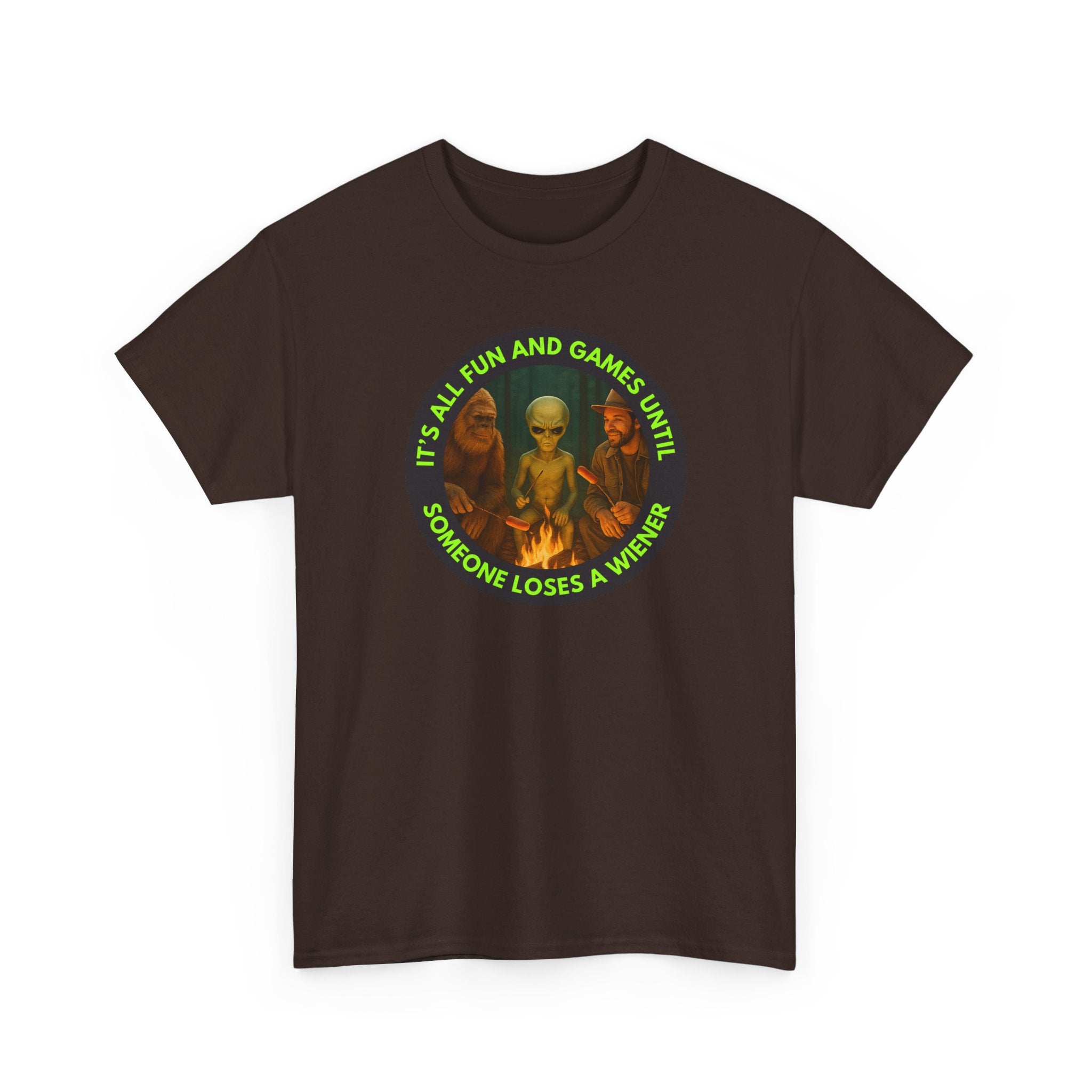 It's All Fun and Games Until... Funny Alien Camping T-shirt, Gift for Gamers, Casual Wear, Unique Statement