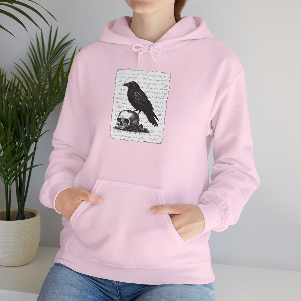 Gothic Raven Hoodie, Cozy Sweatshirt, Unisex Pullover, Halloween Apparel, Fall Fashion, Book Lovers, Theatre Lovers