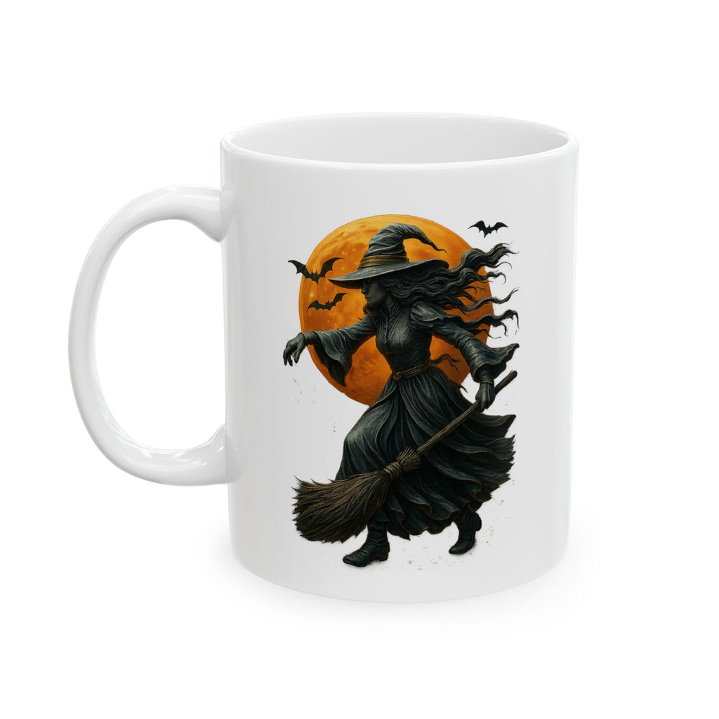 Halloween Metallic Relief Witch Painting Mug, Perfect for Fall, Coffee Lovers, Gifting, Cozy Vibes, Home Decor