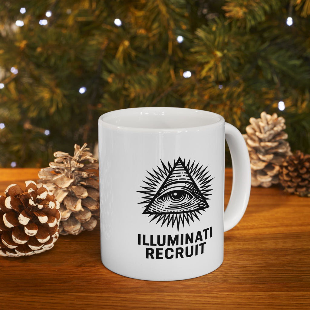 Illuminati Recruit Joke Mug - Office Coffee Mug - 11oz & 15oz, Mystical Coffee Cup, Gift for Men, Unique Tea Mug, Conspiracy Theory Beverage Holder