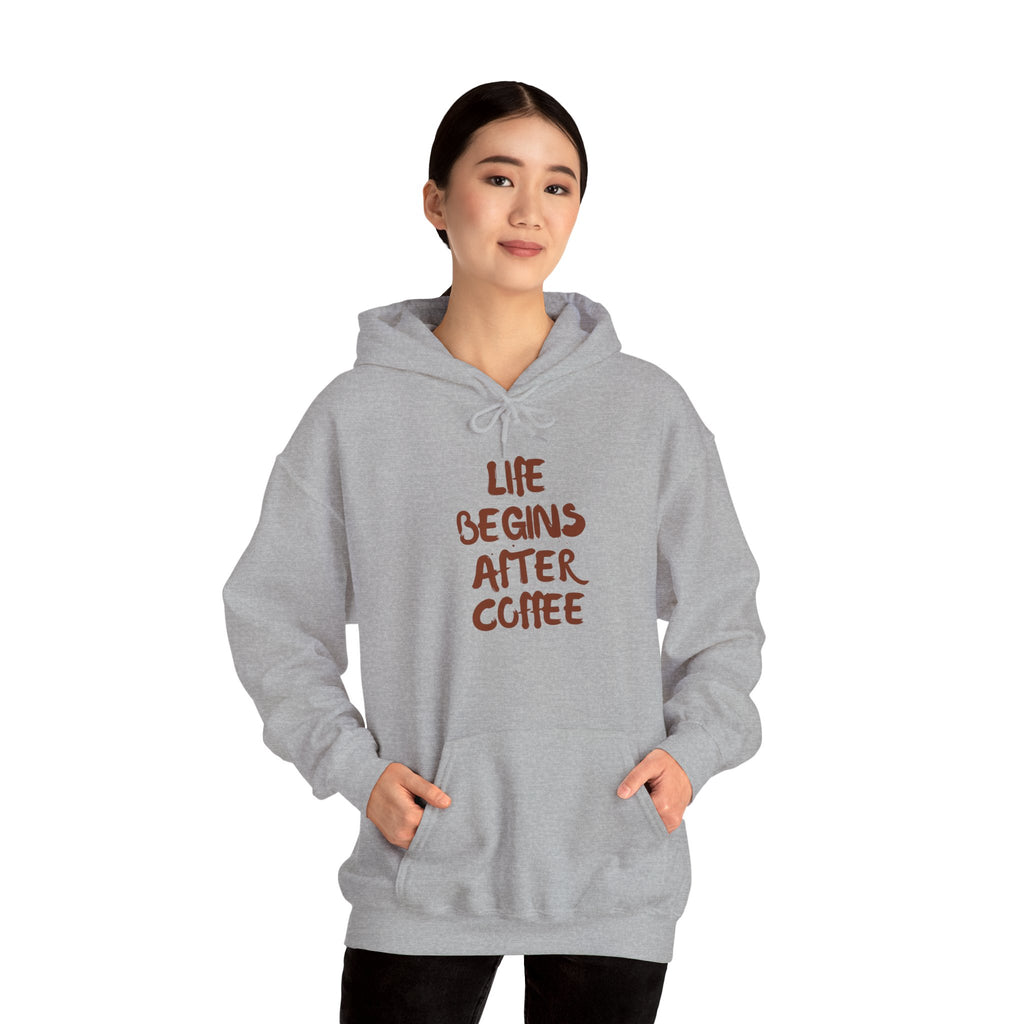 Life Begins After Coffee Hoodie - Cozy Unisex Hooded Sweatshirt for Coffee Lovers, Perfect Gift for Birthdays, Holidays, Relaxation
