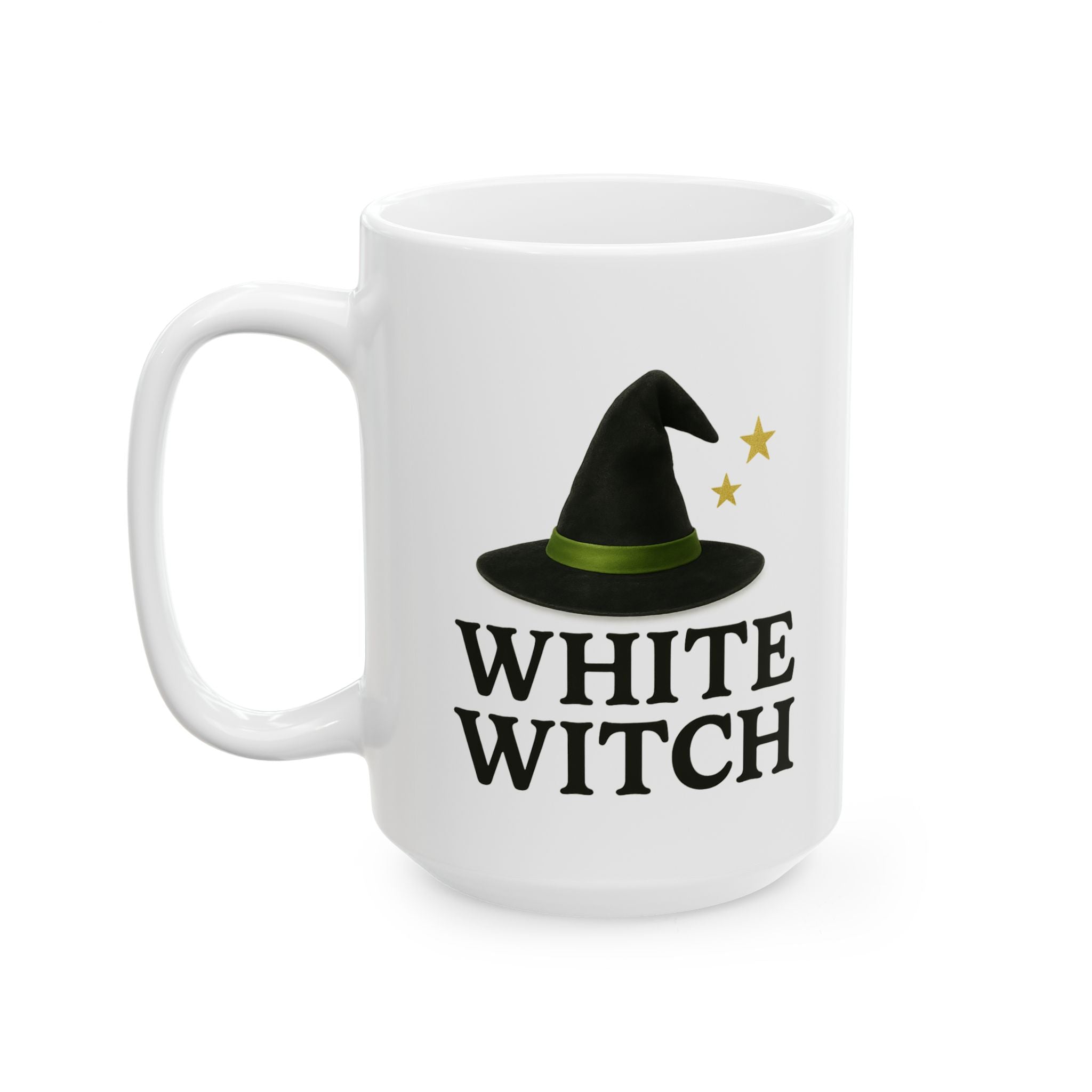 Ceramic Mug with White Witch Design, Spellbinding Coffee Cup, Halloween Decor, Gift for Witch Lovers, White Witch Mug, 11oz and 15oz Sizes
