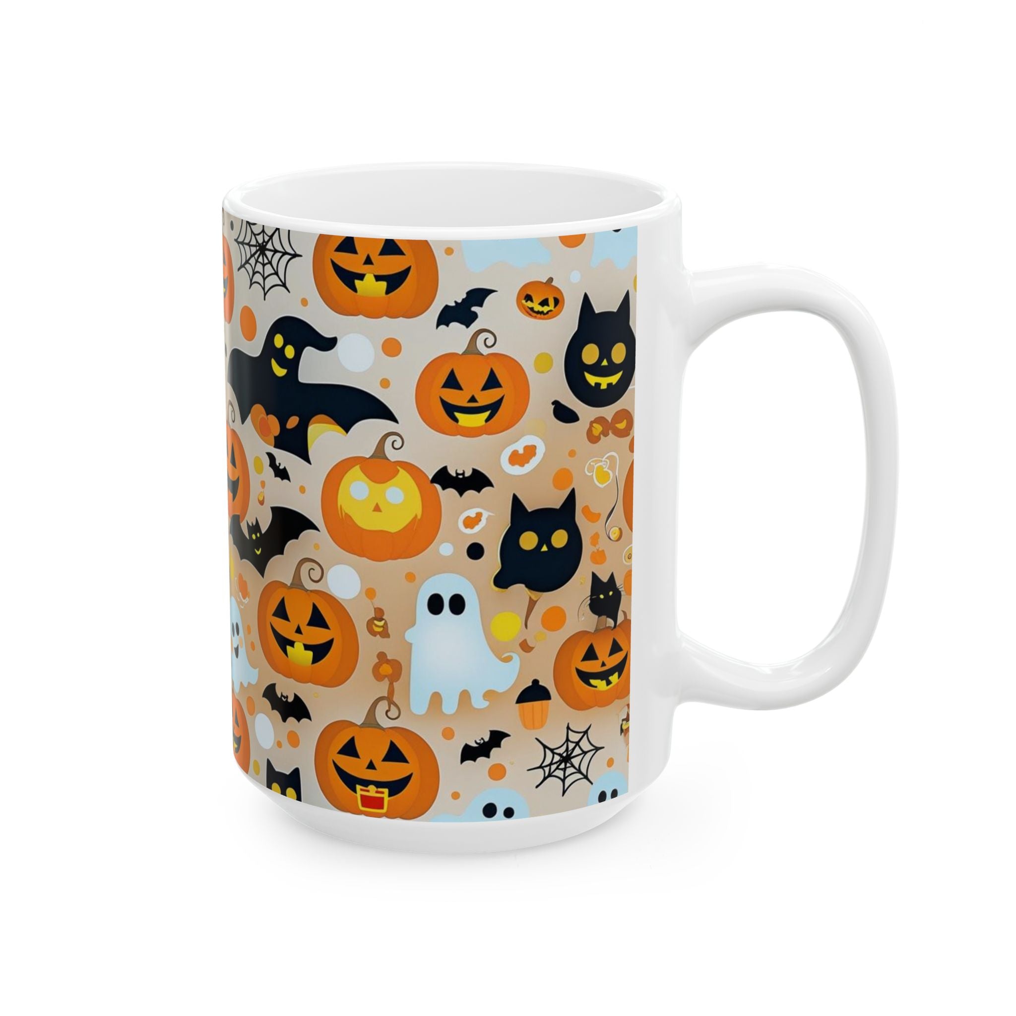Spooky Halloween Ceramic Mug, Cute Pumpkin Ghosts Coffee Cup, Halloween Decor, Trick or Treat Mug, Fall Celebration Drinkware