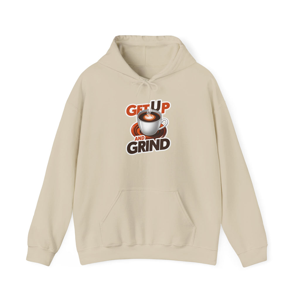 Get Up and Grind Motivational Coffee -Themed Hoodie | Motivational Gift for Coffee Lovers, Unisex Casual Wear, Perfect for Gym, School, Office