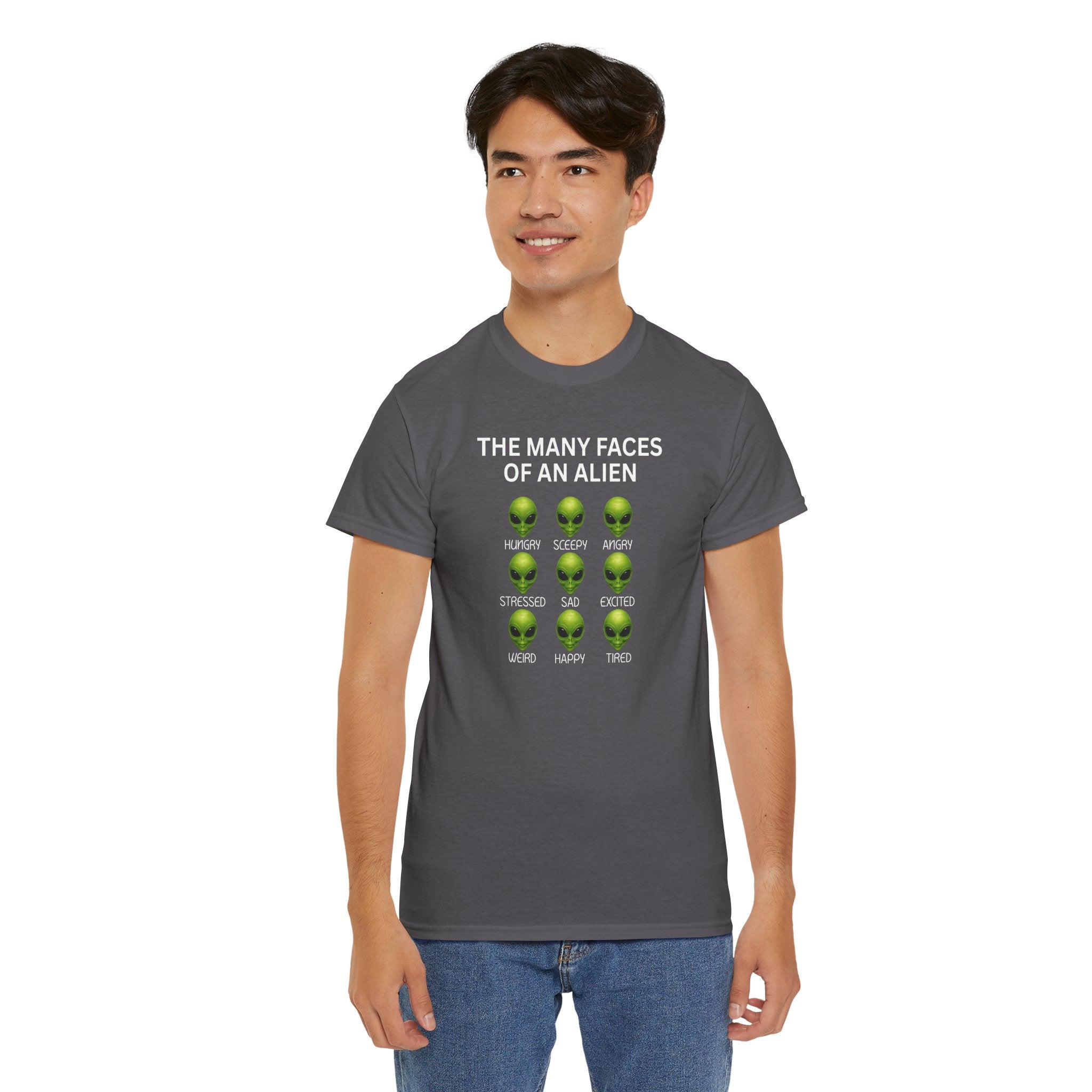 Unisex Alien Emotions Tee, Funny Graphic T-Shirt, Humor Gift for Nerds, Sci-Fi Apparel, Casual Wear for Fans