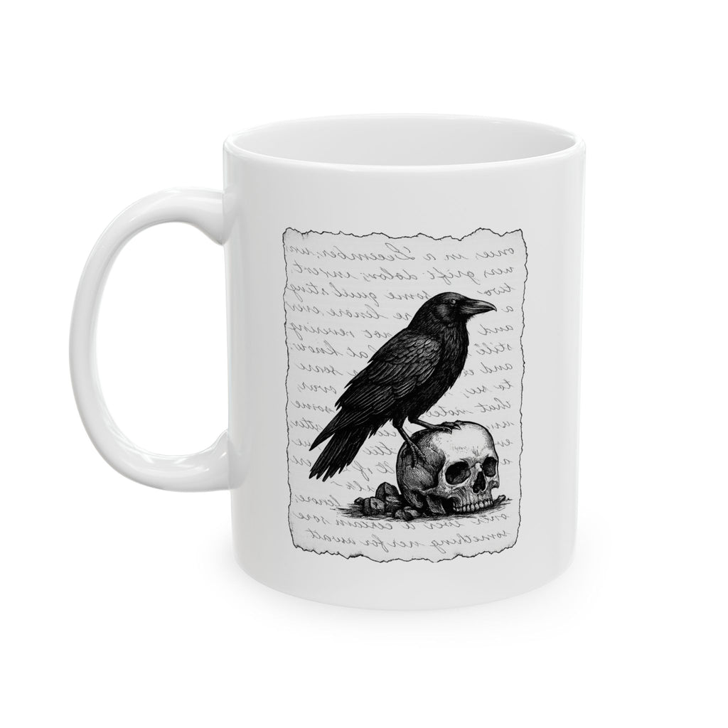 Raven Skull Coffee Mug - Perfect Gift for Coffee Lovers, Book Lovers, Drinkware, Unique Home Decor, Office Essentials,
