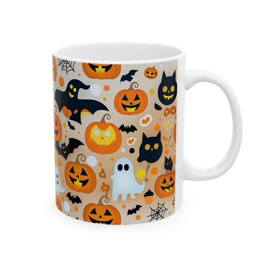Spooky Halloween Ceramic Mug, Cute Pumpkin Ghosts Coffee Cup, Halloween Decor, Trick or Treat Mug, Fall Celebration Drinkware