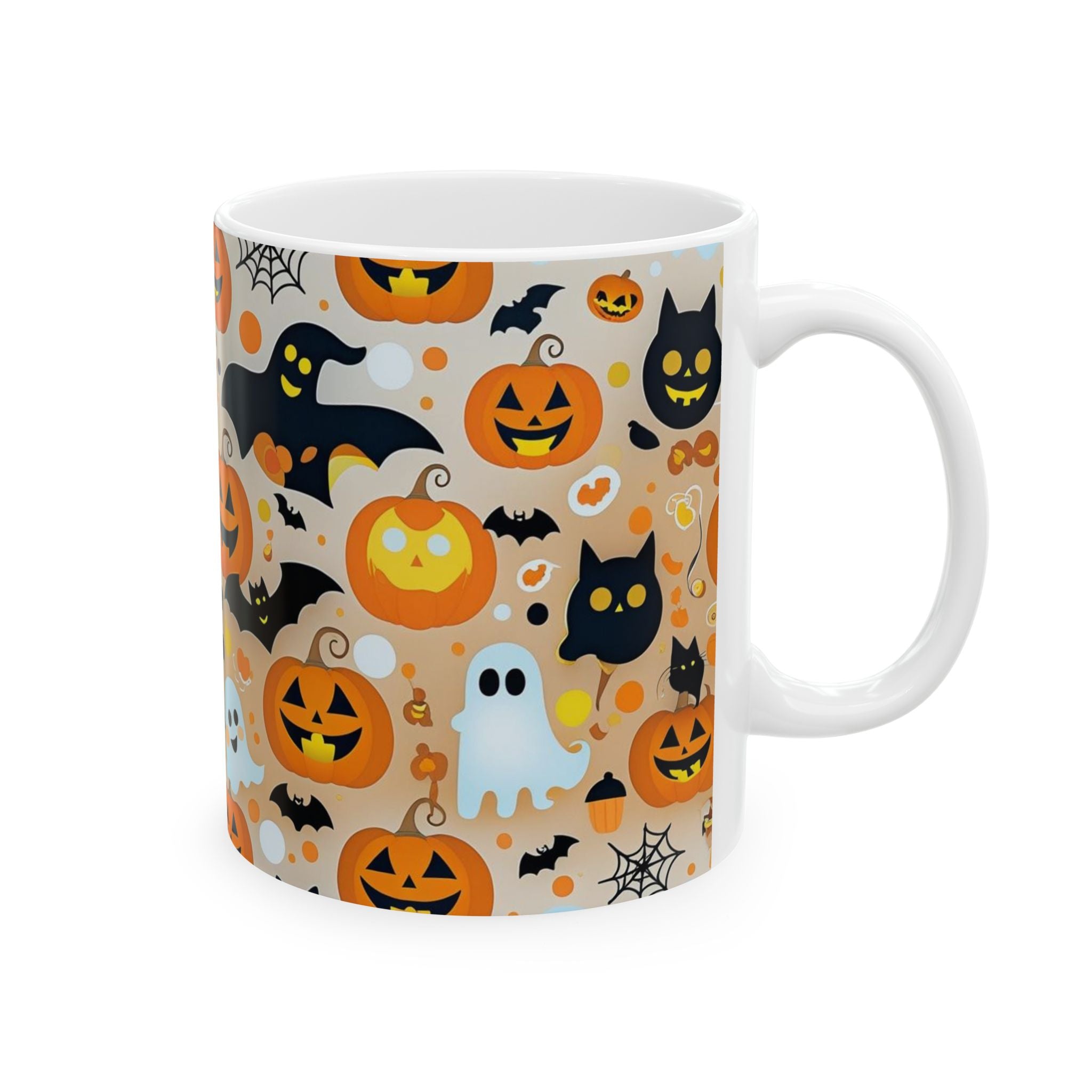 Spooky Halloween Ceramic Mug, Cute Pumpkin Ghosts Coffee Cup, Halloween Decor, Trick or Treat Mug, Fall Celebration Drinkware