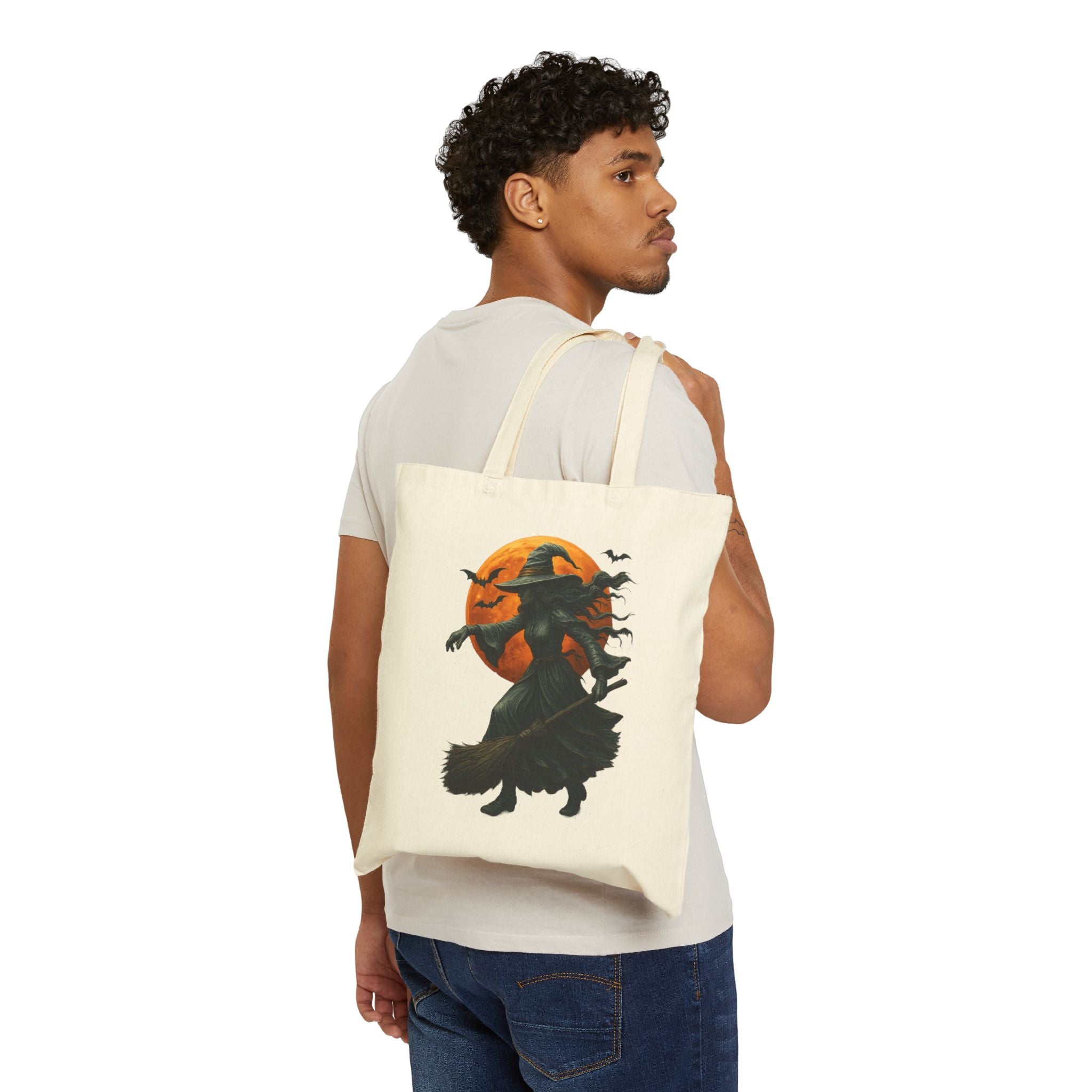 Whimsical WITCH Halloween Tote Bag | Spooky Shopping Bag, Witch Canvas Bag, Trick or Treat Tote, Autumn Gift, Eco-Friendly Grocery Bag