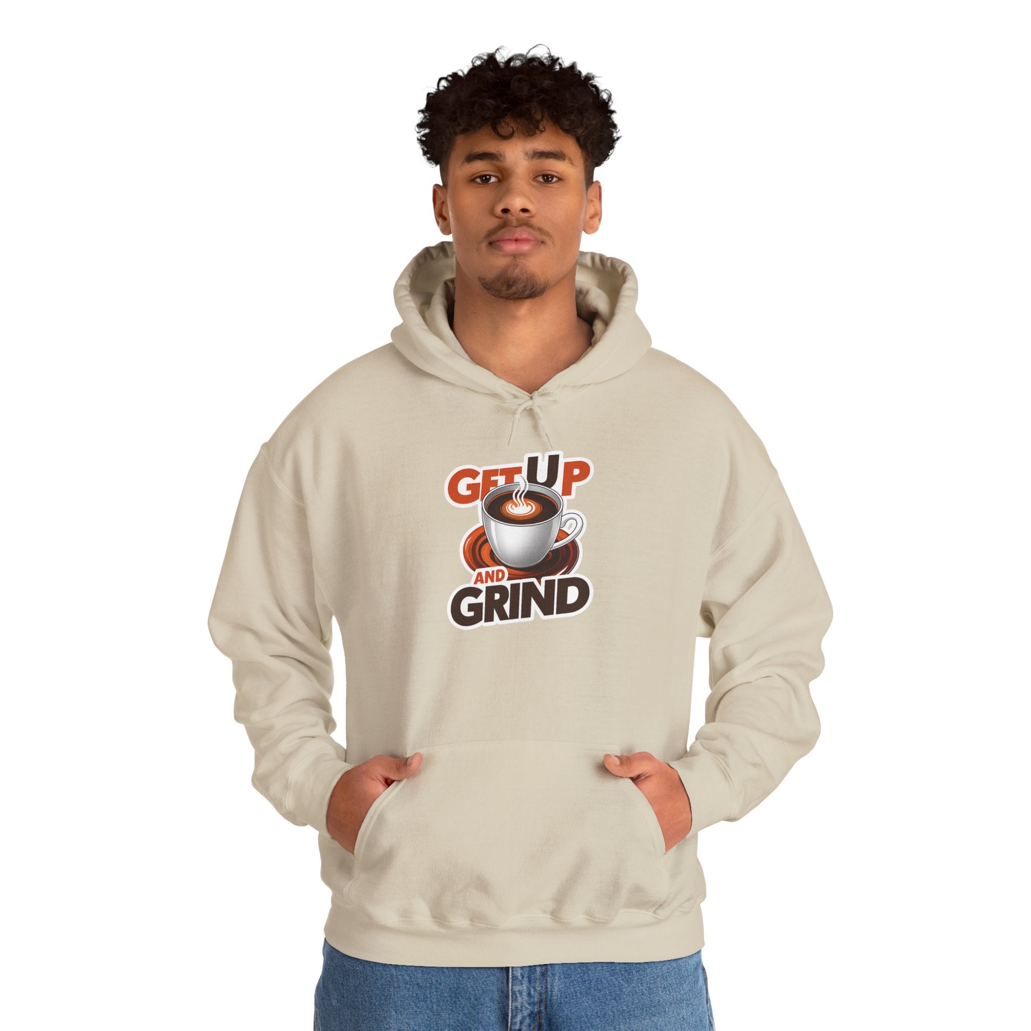 Get Up and Grind Motivational Coffee -Themed Hoodie | Motivational Gift for Coffee Lovers, Unisex Casual Wear, Perfect for Gym, School, Office