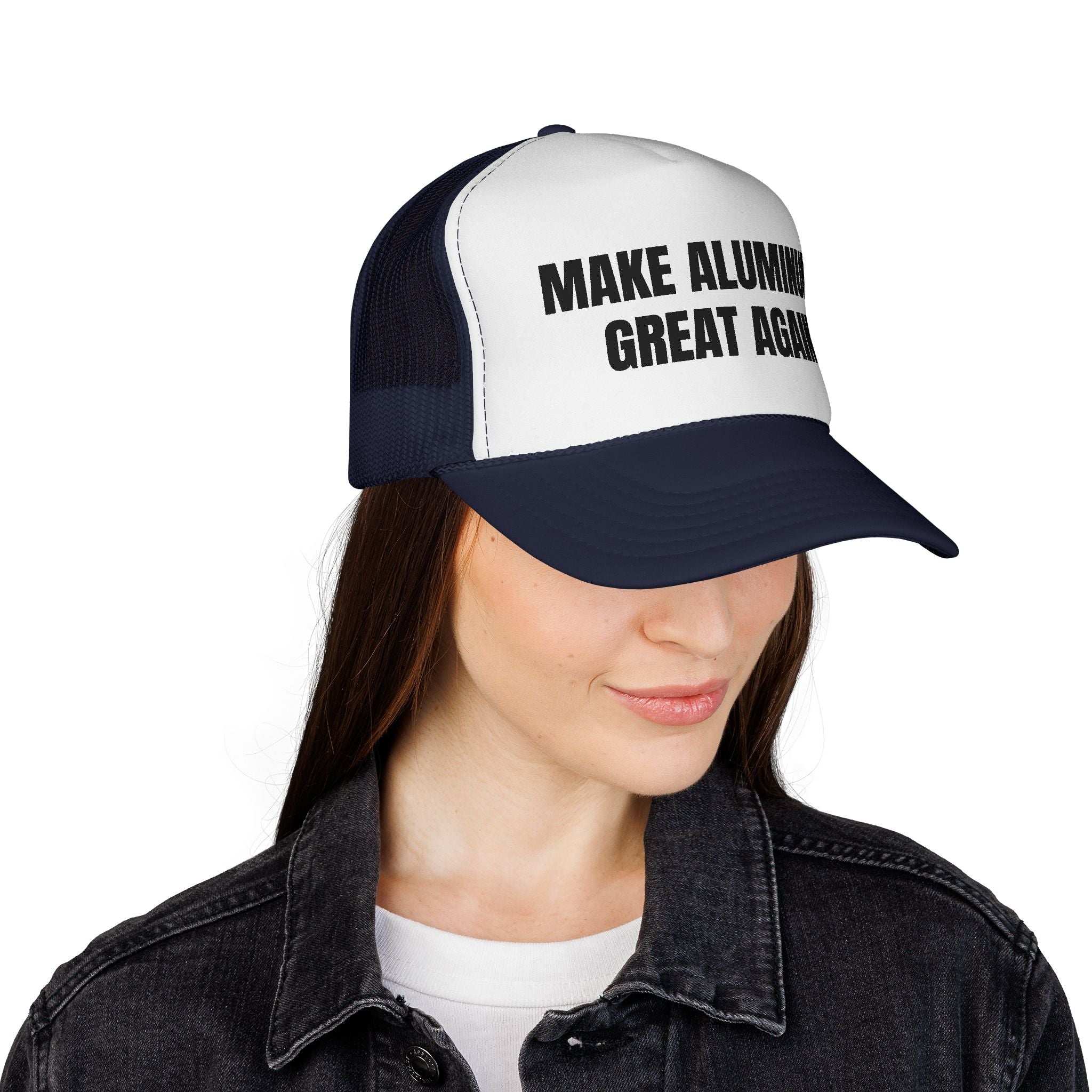 Make Aluminum Great Again Trucker Hat — Retro Patriotic Workwear Cap