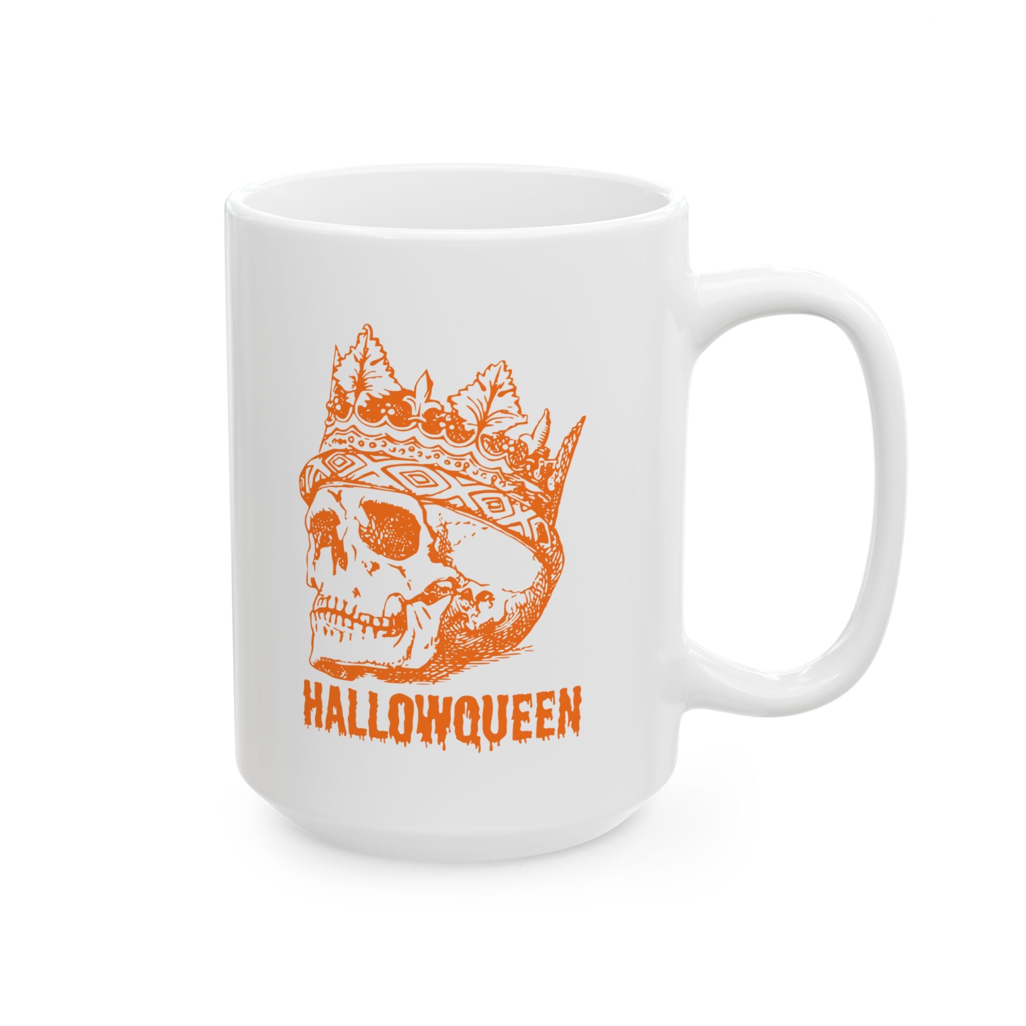Halloween HALLOWQUEEN Skull Ceramic Mug - Perfect for Spooky Season, Fall Decor, Coffee Lovers, Gifting, Collectibles