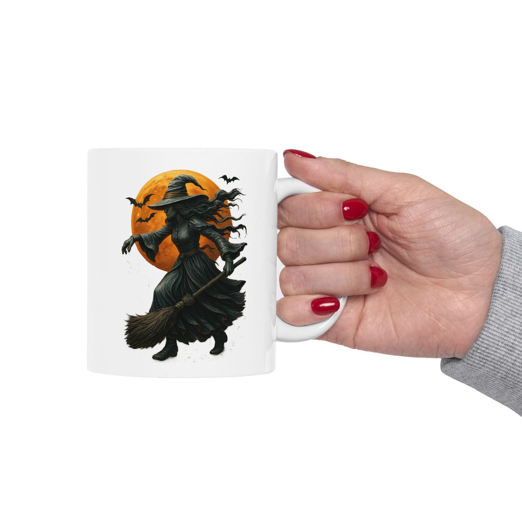 Halloween Metallic Relief Witch Painting Mug, Perfect for Fall, Coffee Lovers, Gifting, Cozy Vibes, Home Decor