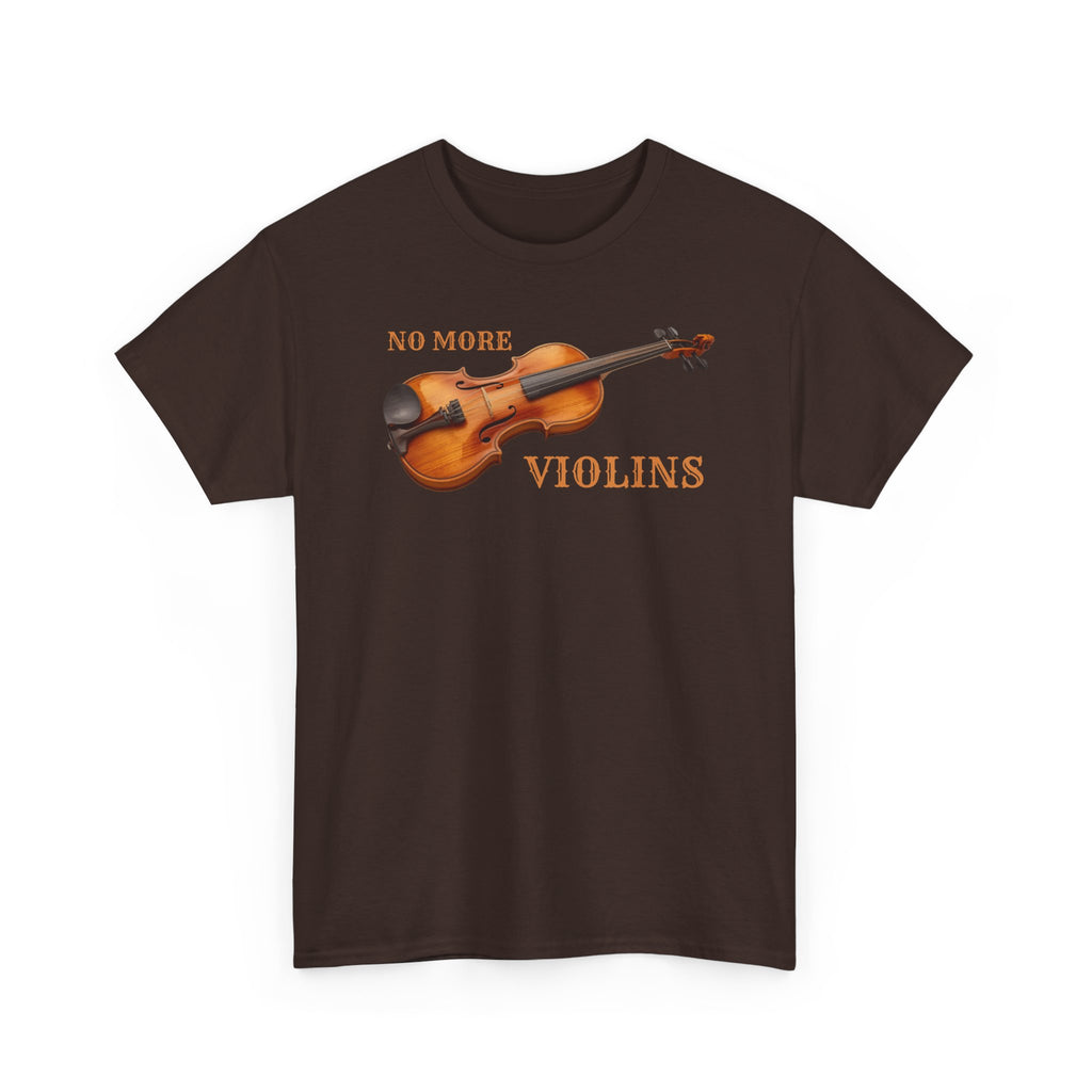 No More Violins Unisex Heavy Cotton Tee, Funny Music Lover T-Shirt, Gift for Musicians, Band Merchandise, Casual Wear, Birthday Gift