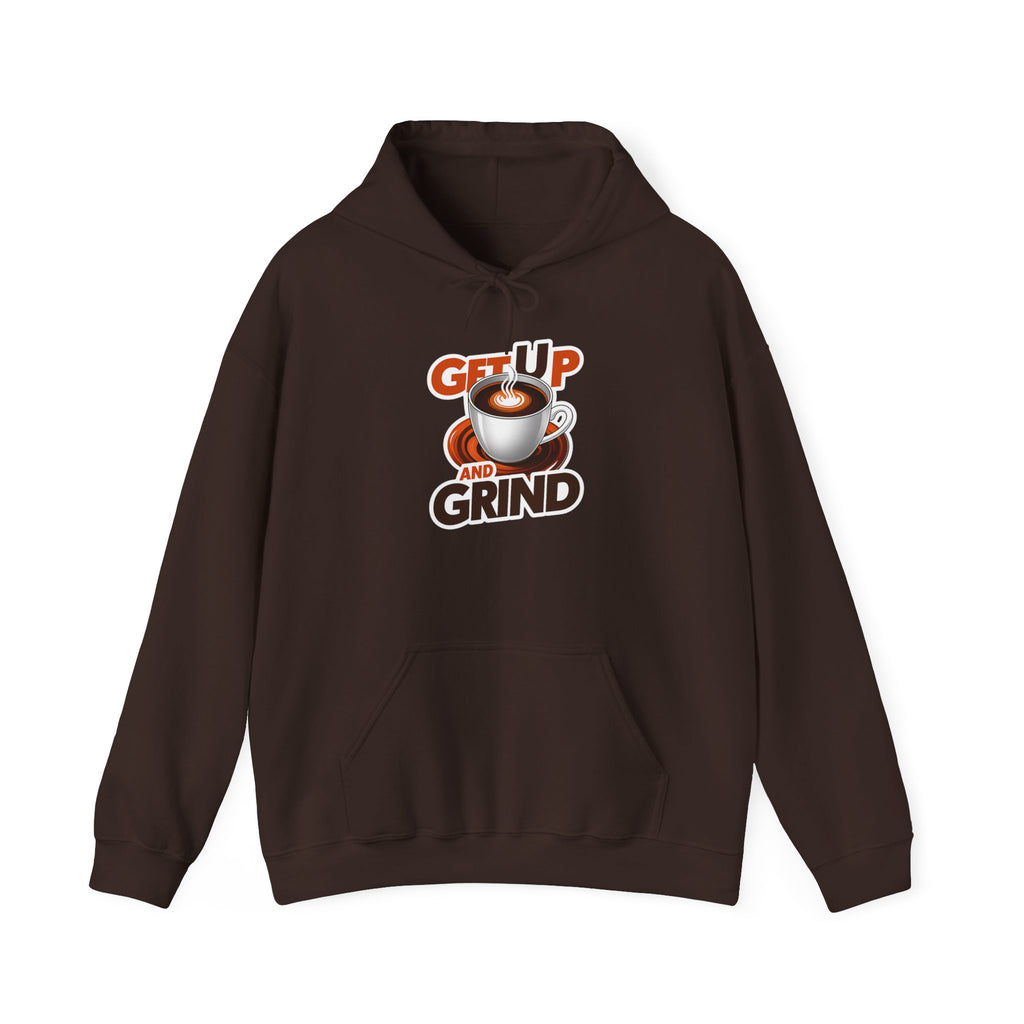 Get Up and Grind Motivational Coffee -Themed Hoodie | Motivational Gift for Coffee Lovers, Unisex Casual Wear, Perfect for Gym, School, Office