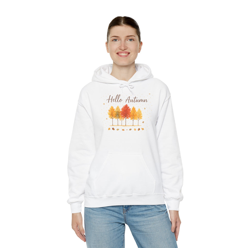 Autumn Vibes Hooded Sweatshirt, Cozy Fall Hoodie, Hello Autumn Sweatshirt, Unisex Fall Apparel, Seasonal Fashion, Gift for Her